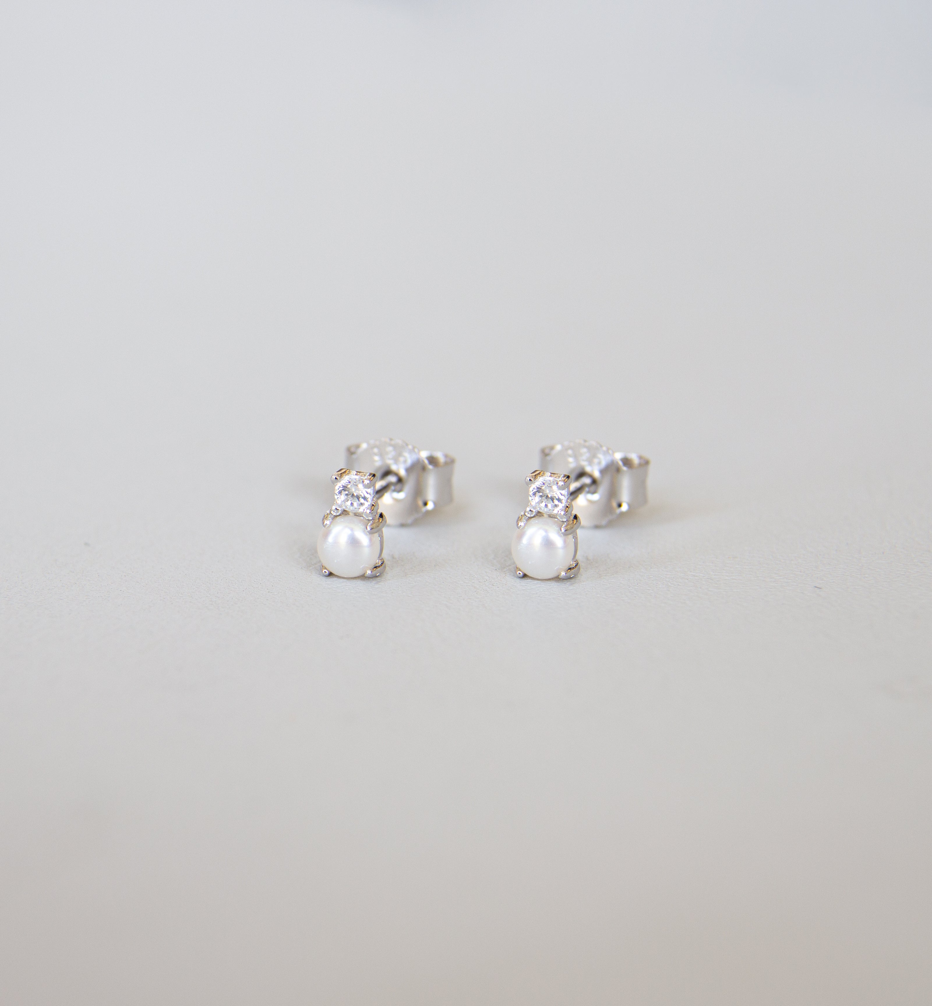 Silver 925 Pearl & Zircon Stone Earrings