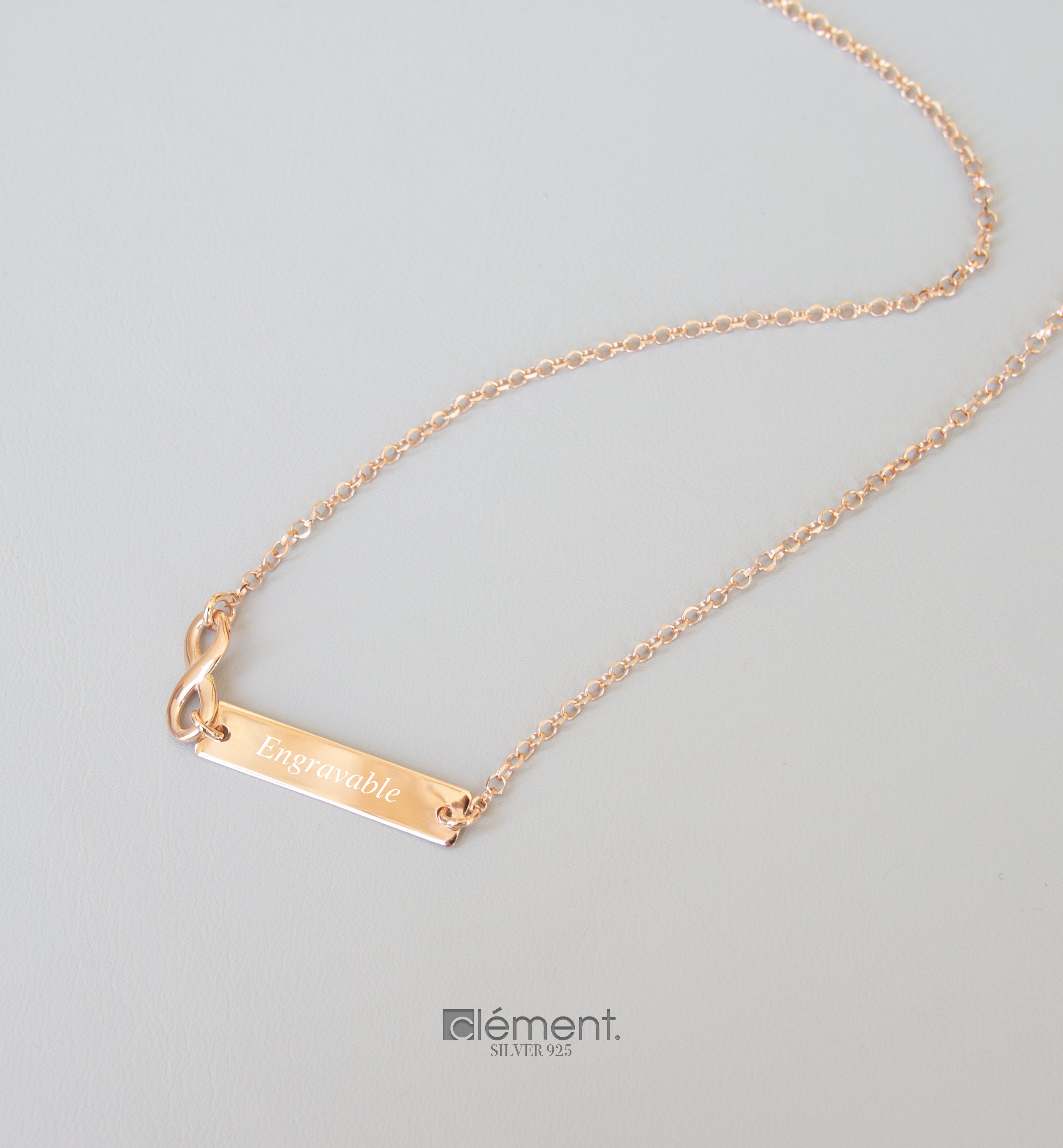 Silver 925 Infinity & Engravable Plate Necklace