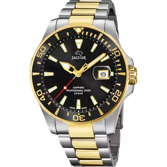 JAGUAR MEN'S BLACK EXECUTIVE STAINLESS STEEL WATCH BRACELET J863/D
