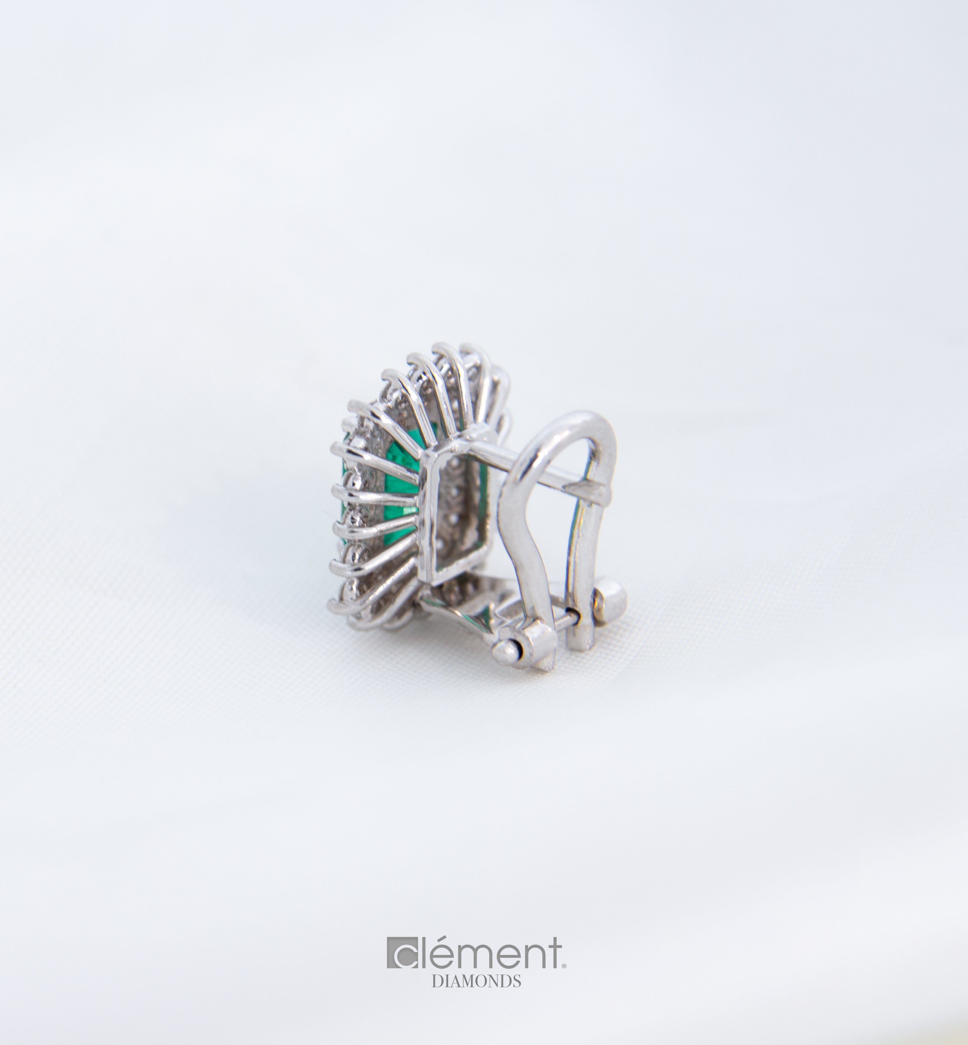 18ct White Gold Diamond and Emerald Earrings