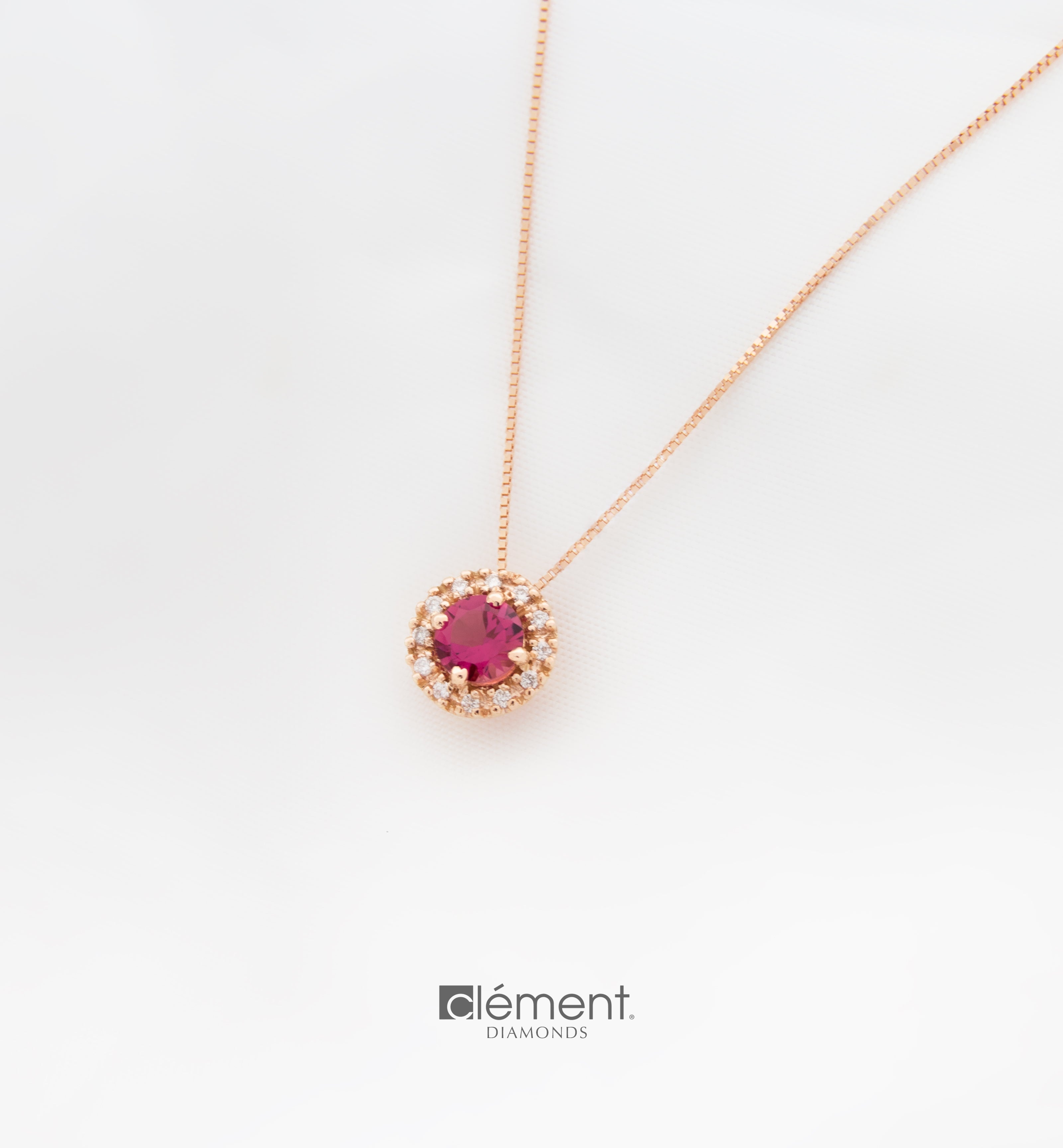 18ct Rose Gold Diamond & Tourmaline Pendant
