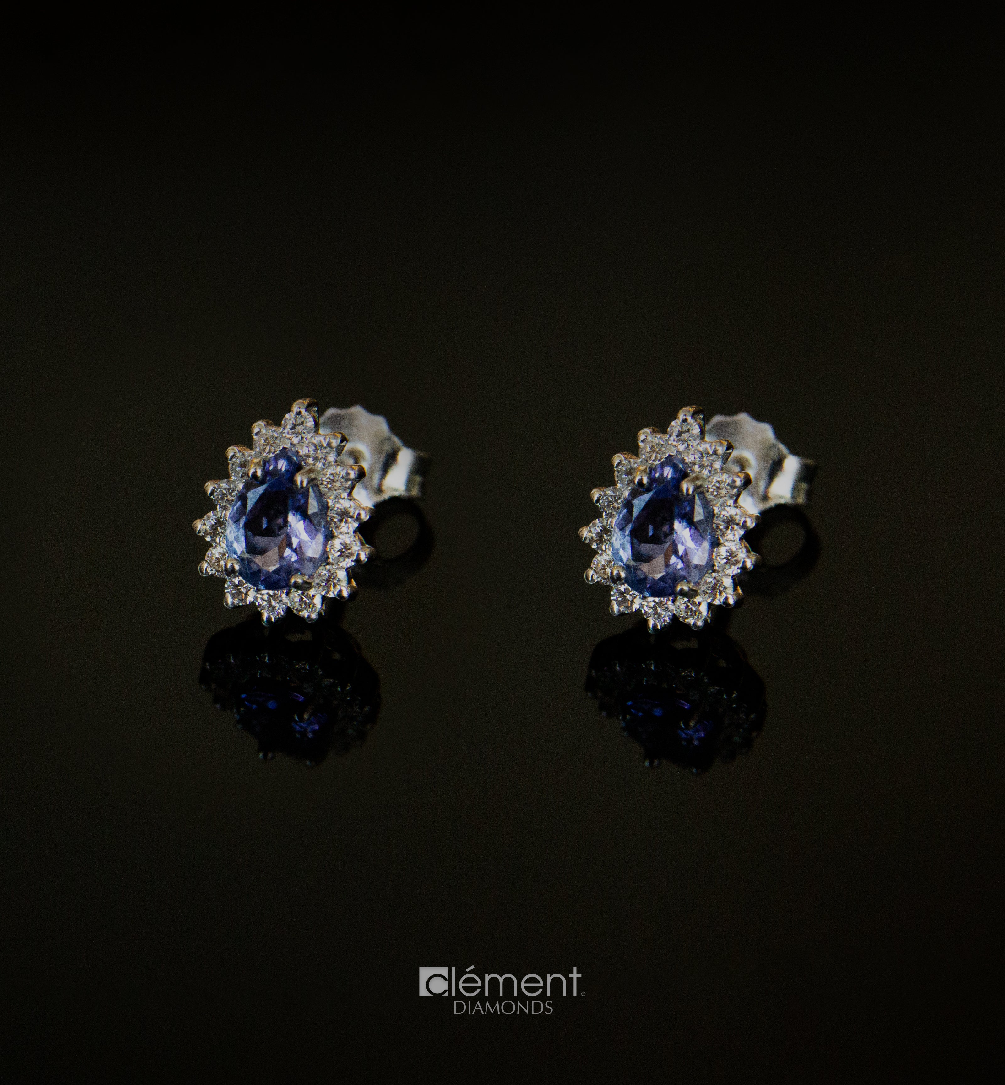18ct White Gold Diamond & Tanzanite Earrings