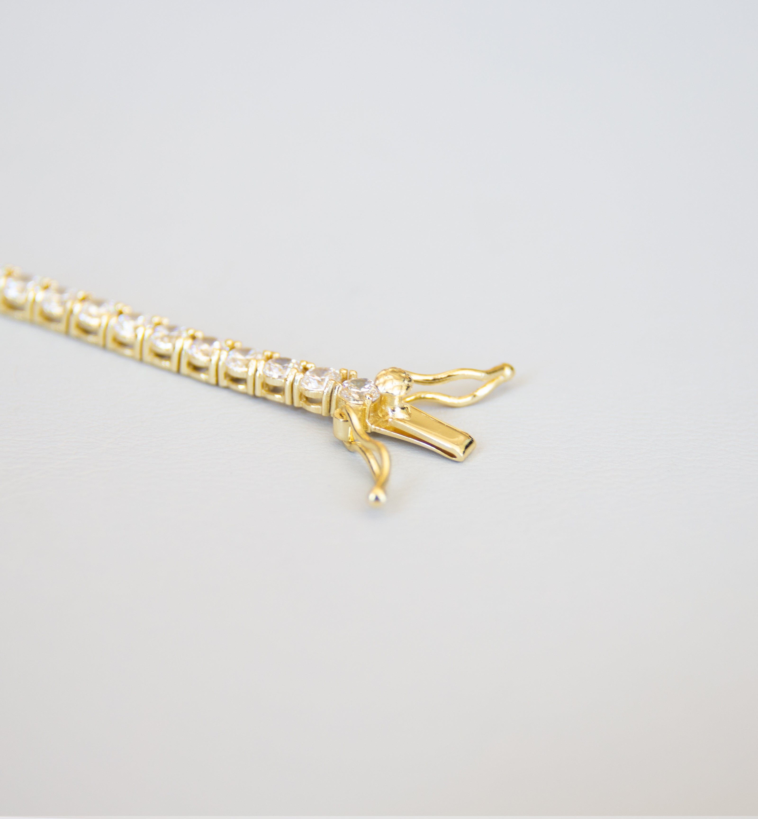 Silver 925 Yellow Gold Plated Tennis Bracelet with Cubic Zircon Stones