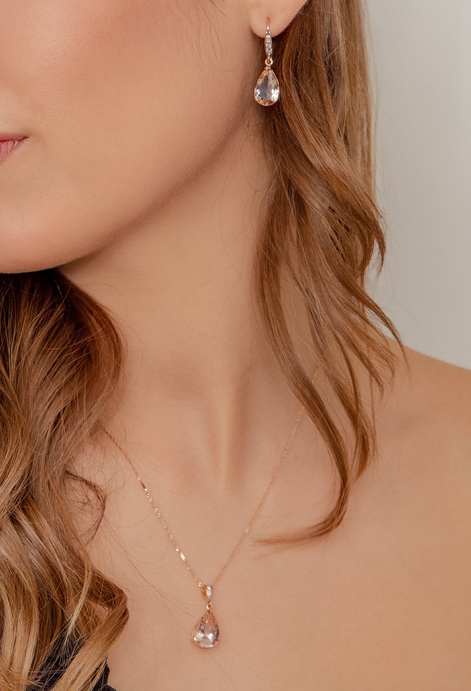 18ct Rose Gold Diamond & Morganite Earrings