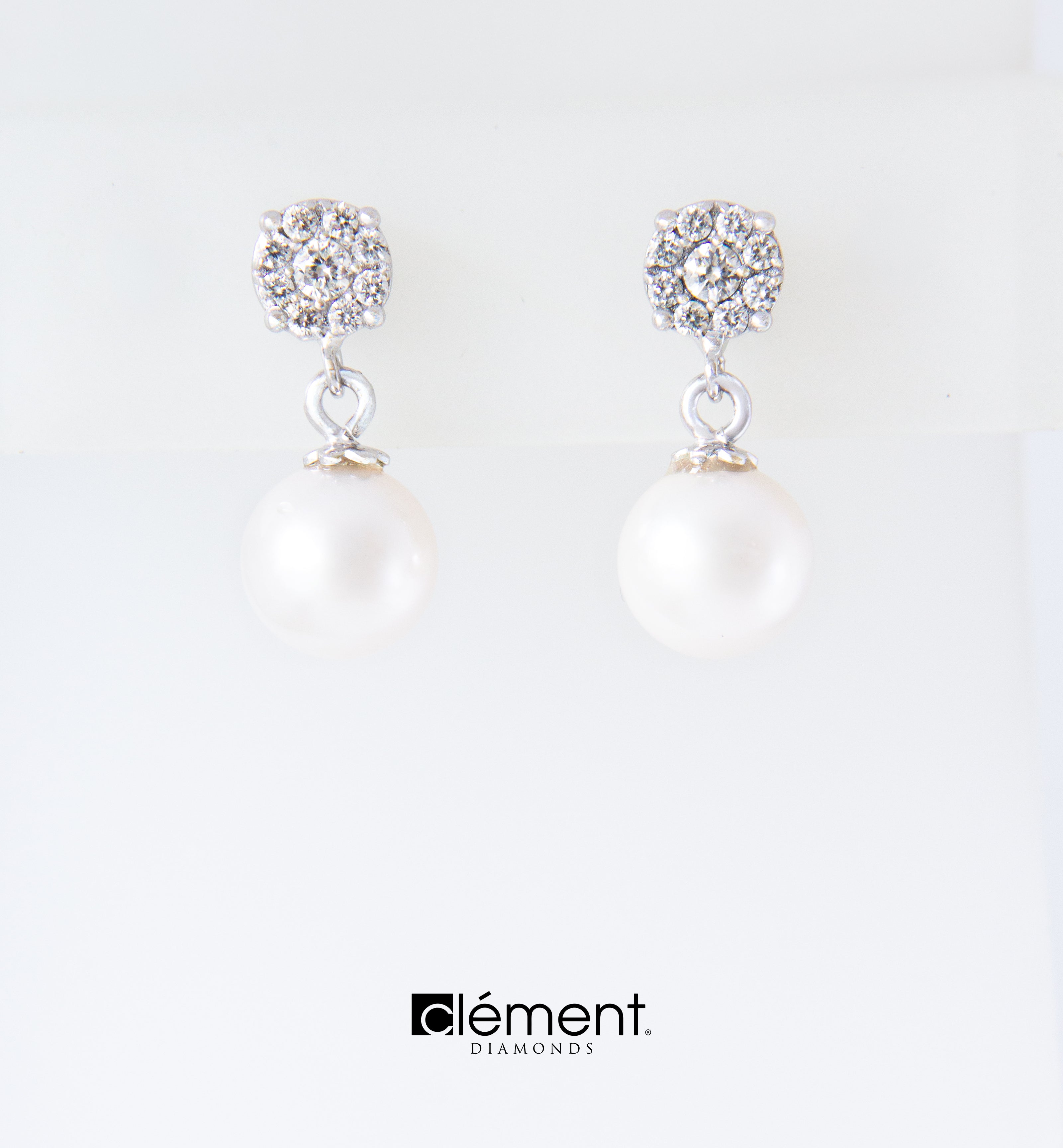 18ct Gold Diamond and Akoya Pearl Earrings
