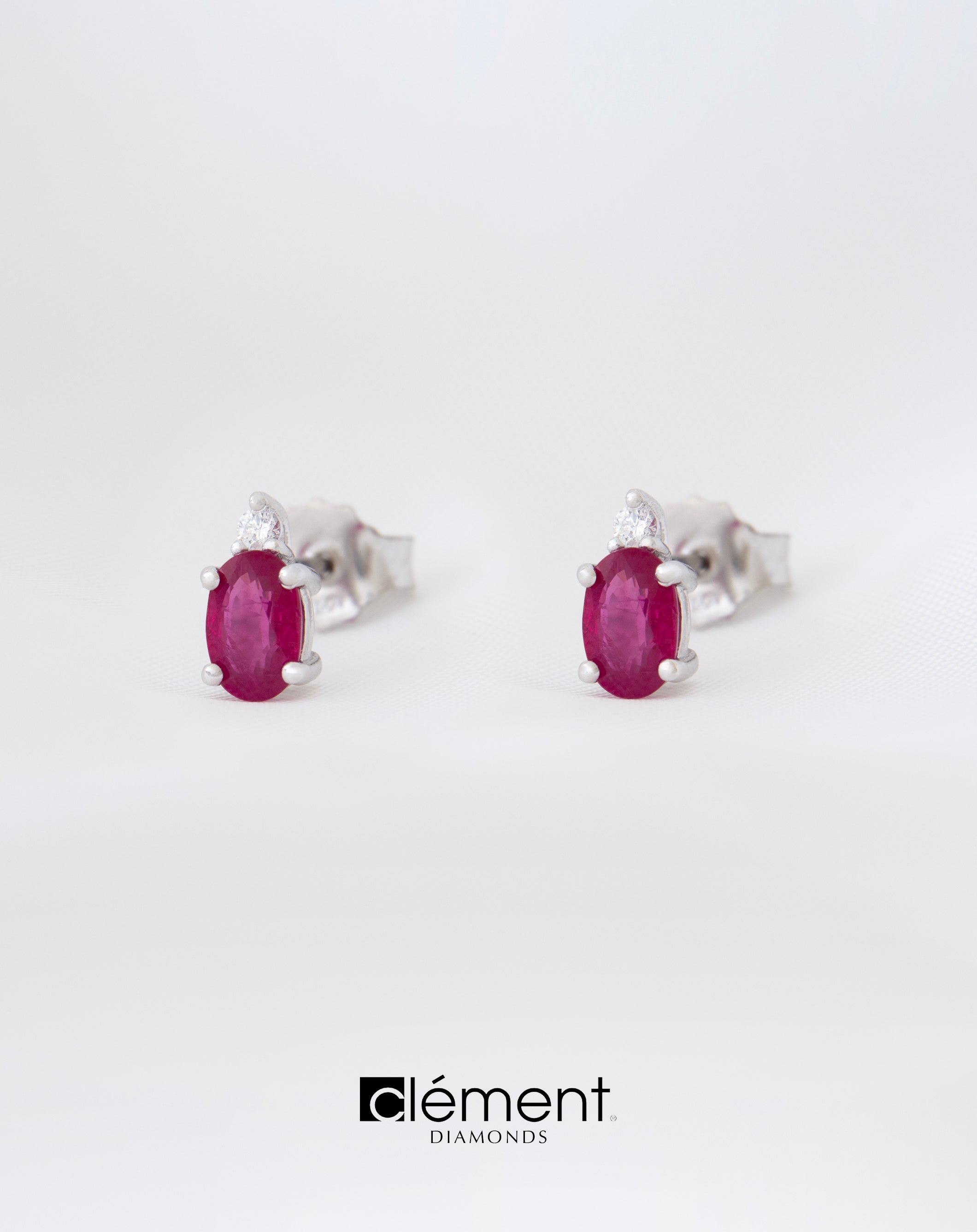18ct White Gold Diamond and Ruby Earrings