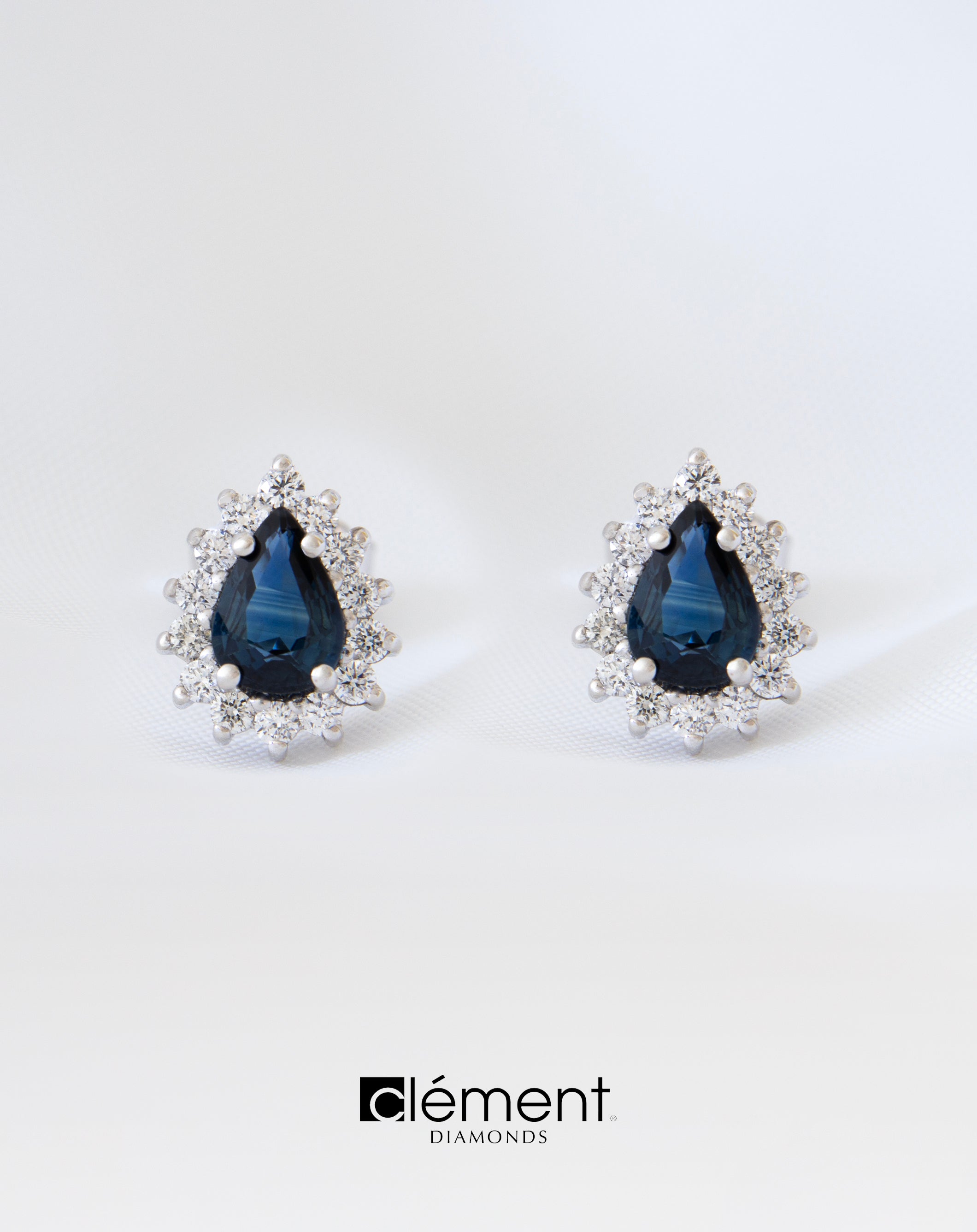 The Nessie Round Blue Sapphire Stud Earrings - Sarah O.