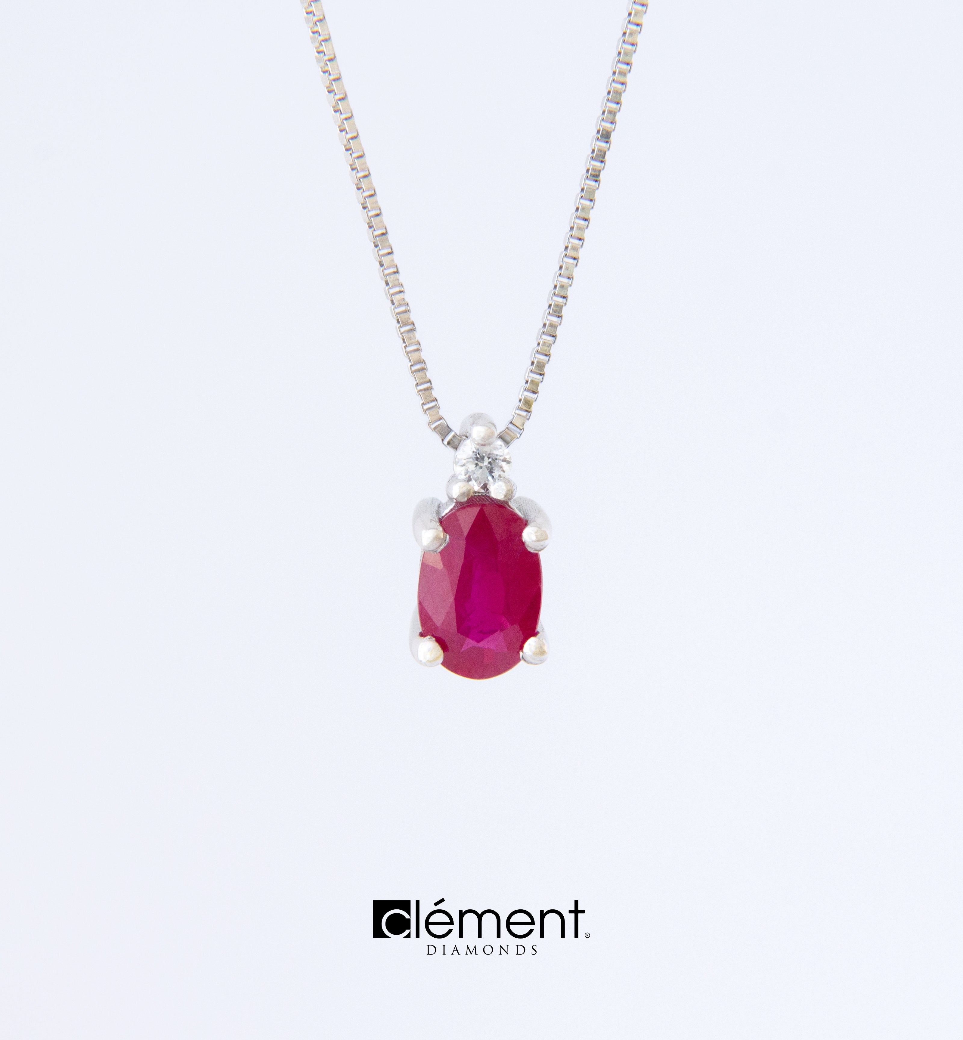 18ct White Gold Diamond and Ruby Pendant