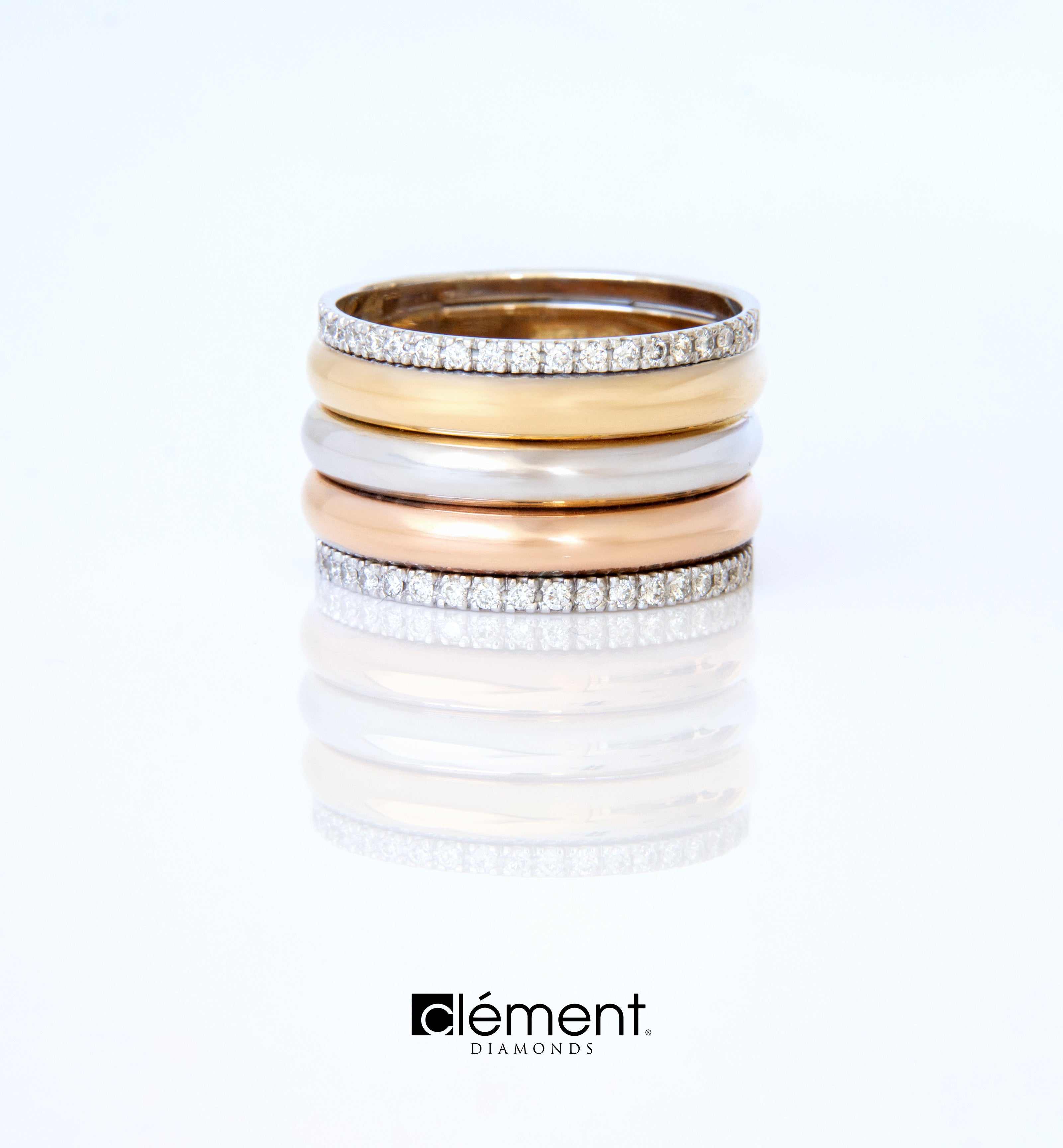 18ct Gold 3-Colour Diamond Ring