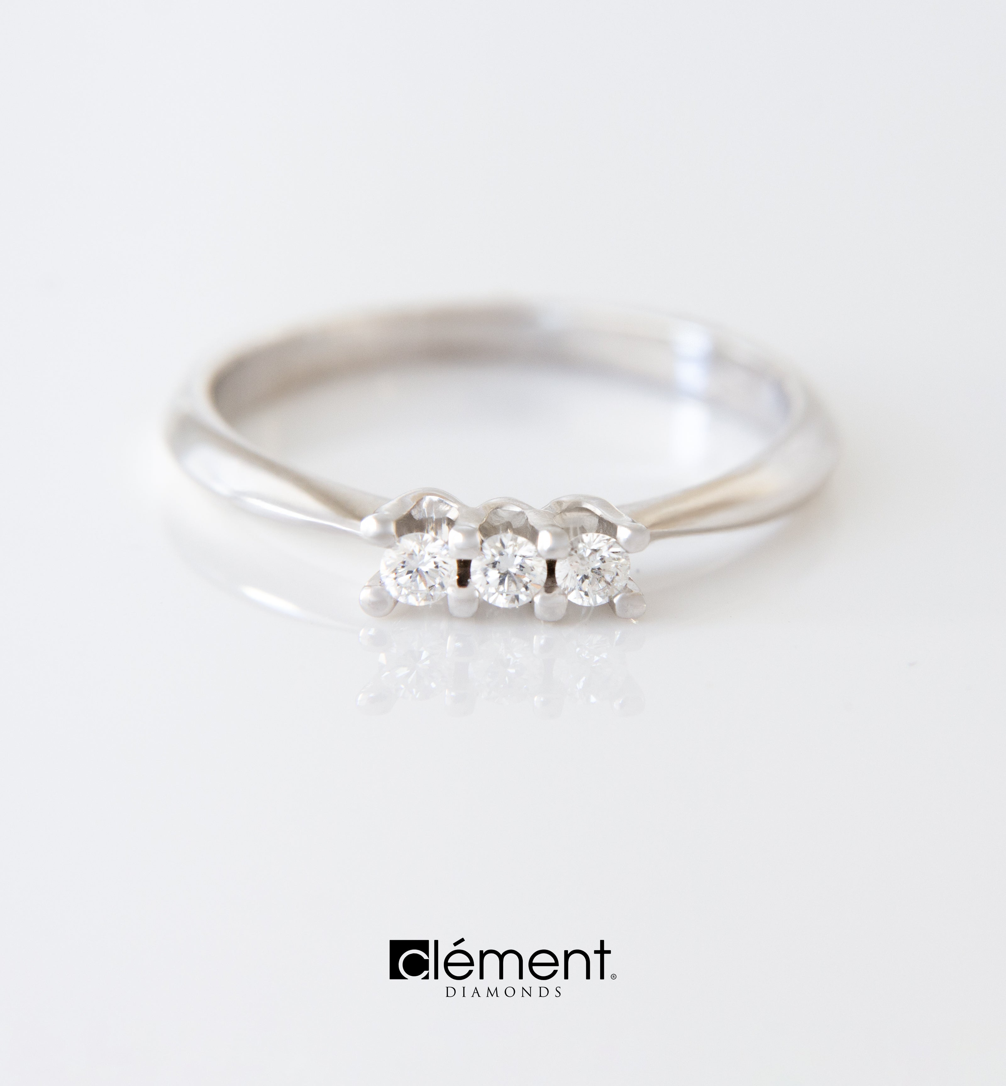 18ct White Gold Diamond Trilogy Ring