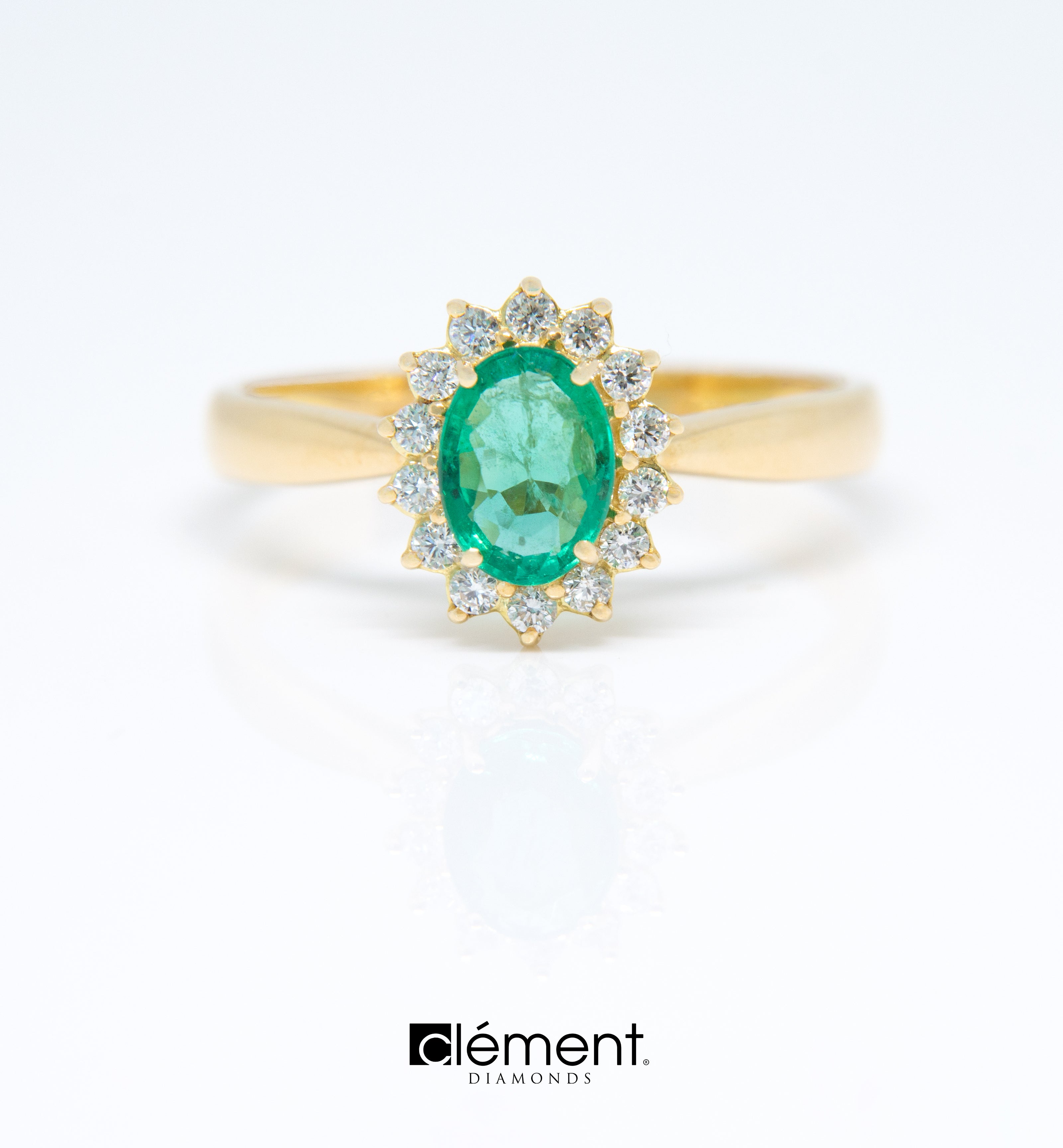 18ct Yellow Gold Diamond and Emerald Ring