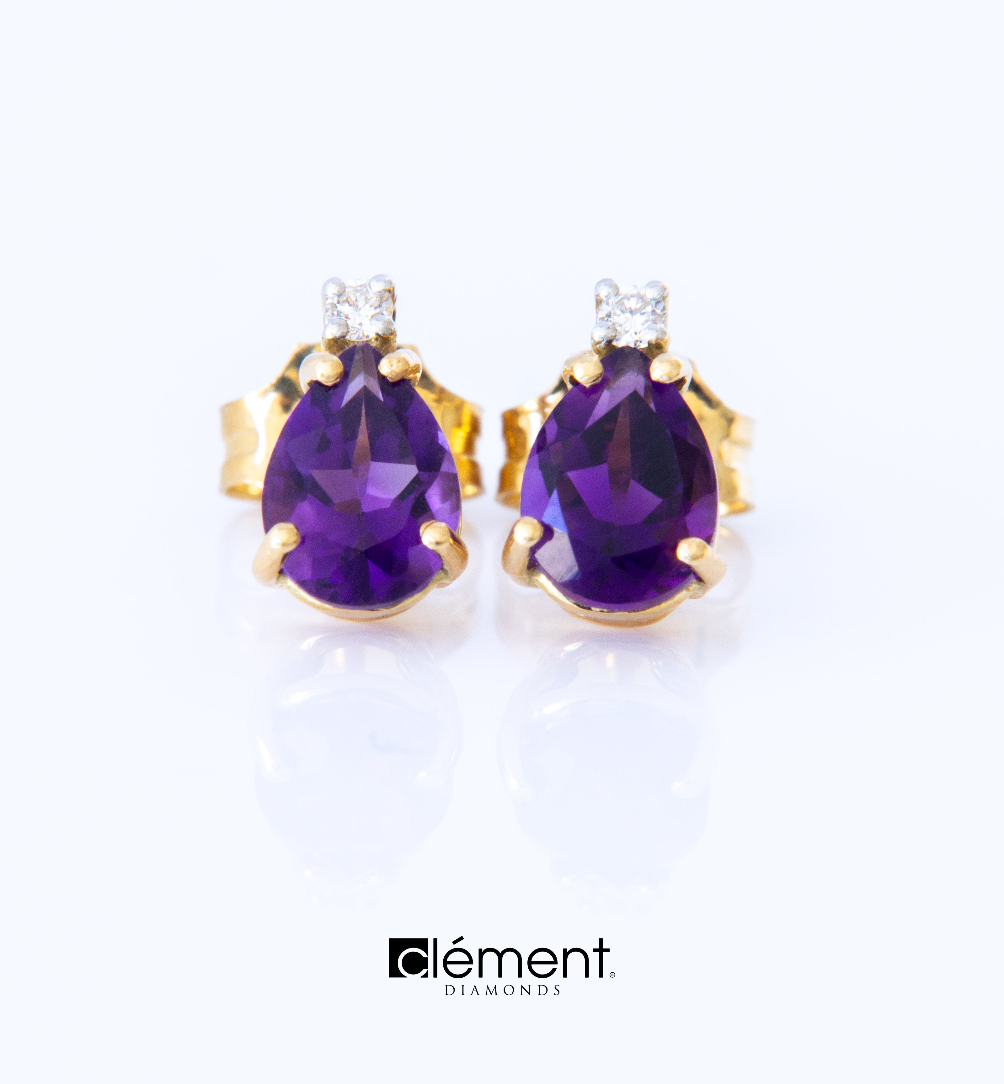 18ct Rose Gold Diamond and Amethyst Earrings
