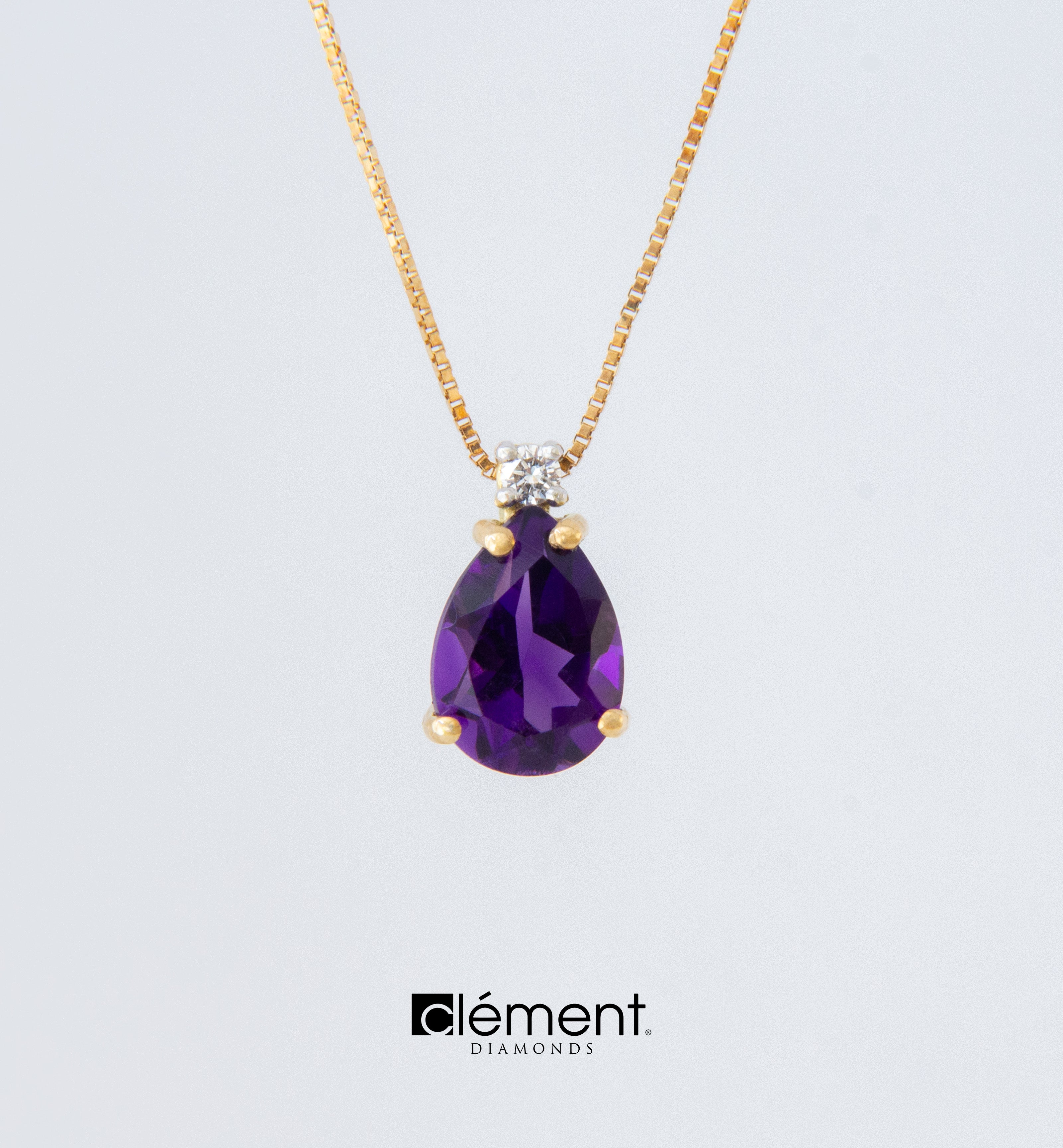 18ct Yellow Gold Diamond and Amethyst Pendant