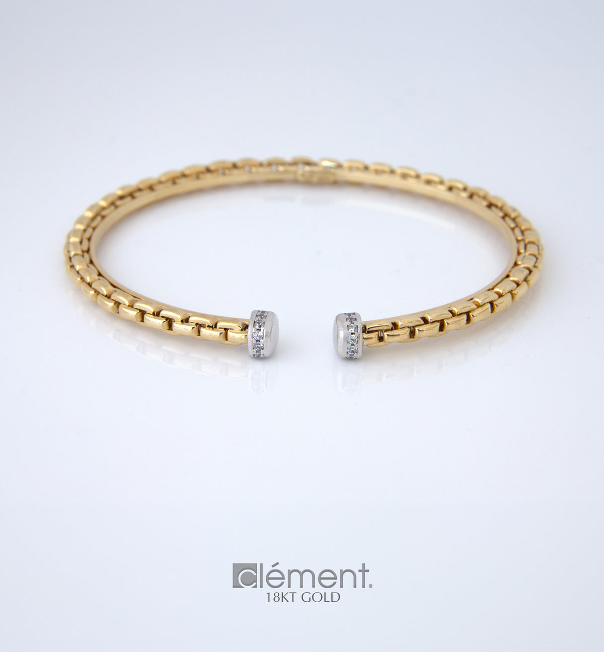 18ct Gold Two-Tone Bangle with Cubic Zirconia Stones