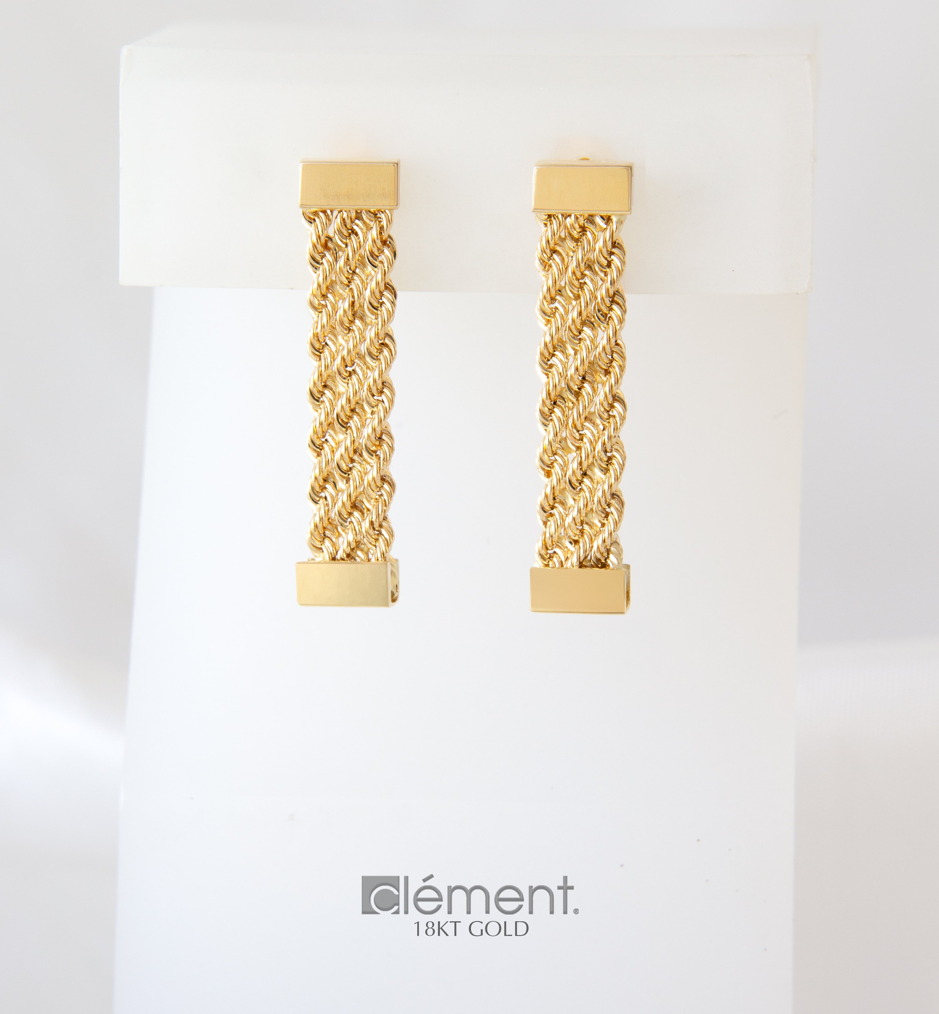 18ct Yellow Gold Rope Design Earrings