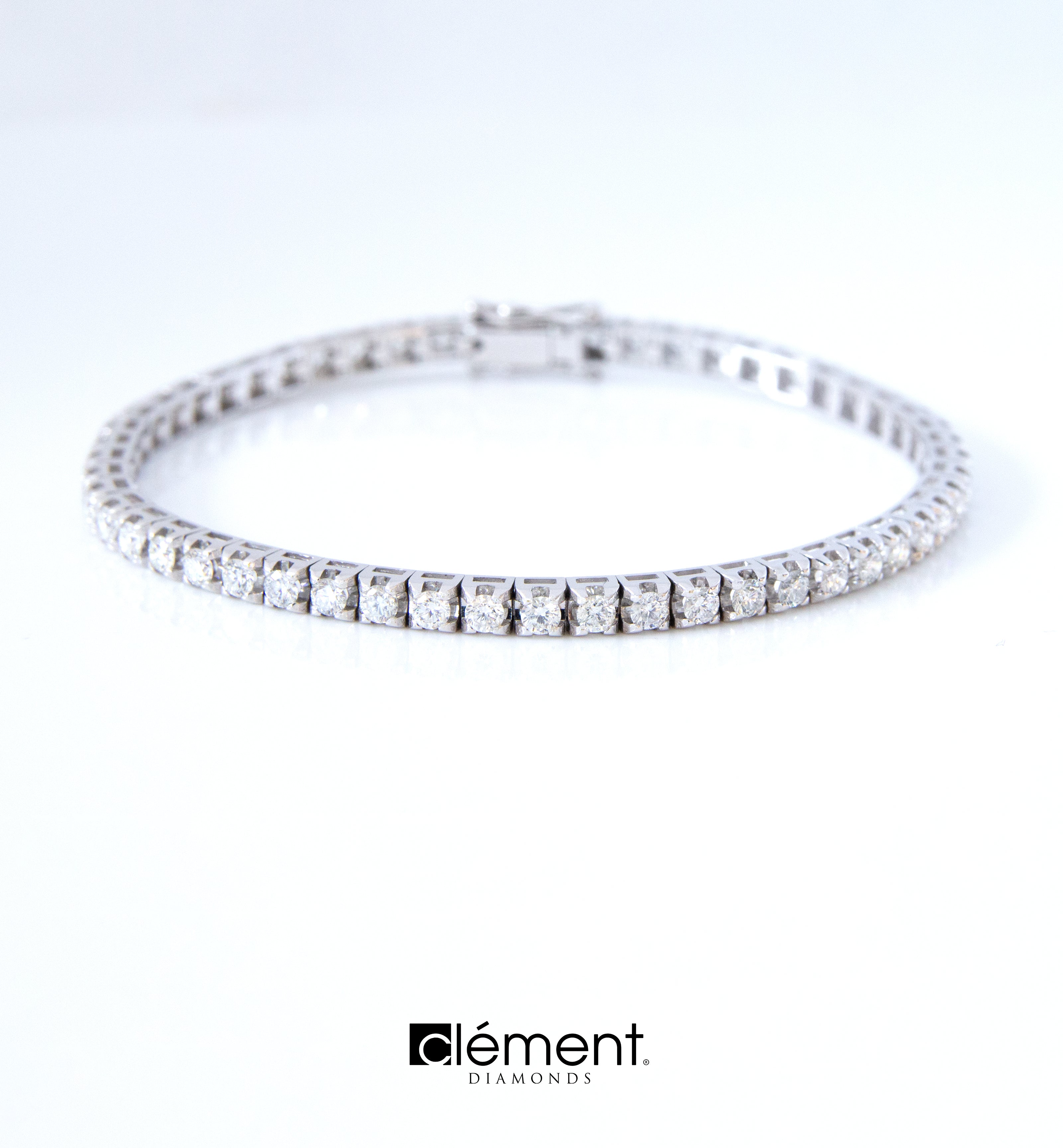 18ct White Gold Natural Diamond Tennis Bracelet