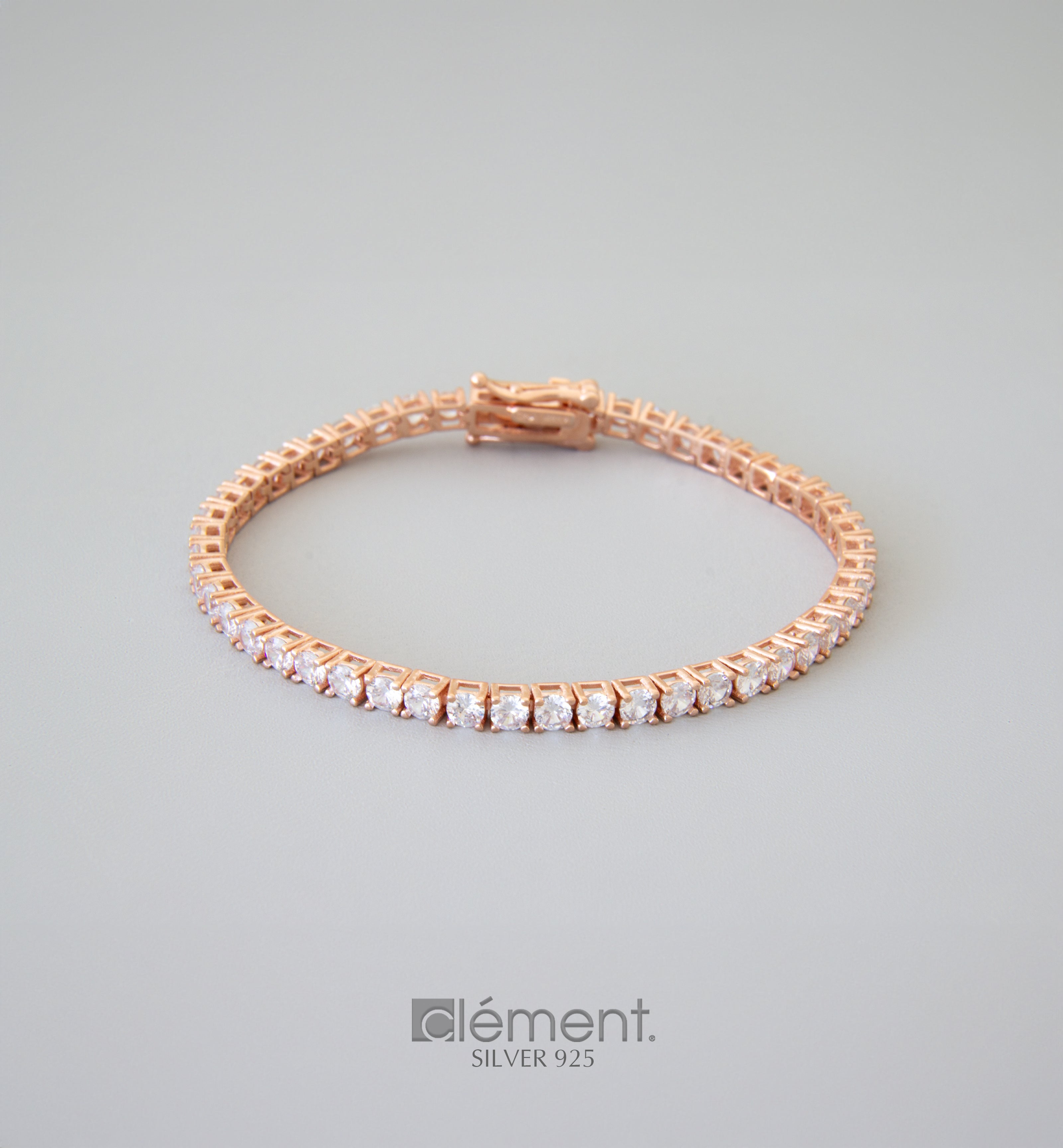 Arabesques Jewels 925 Sterling Silver Sideways Cross Tennis Bracelet – Rose Gold Plated, CZ