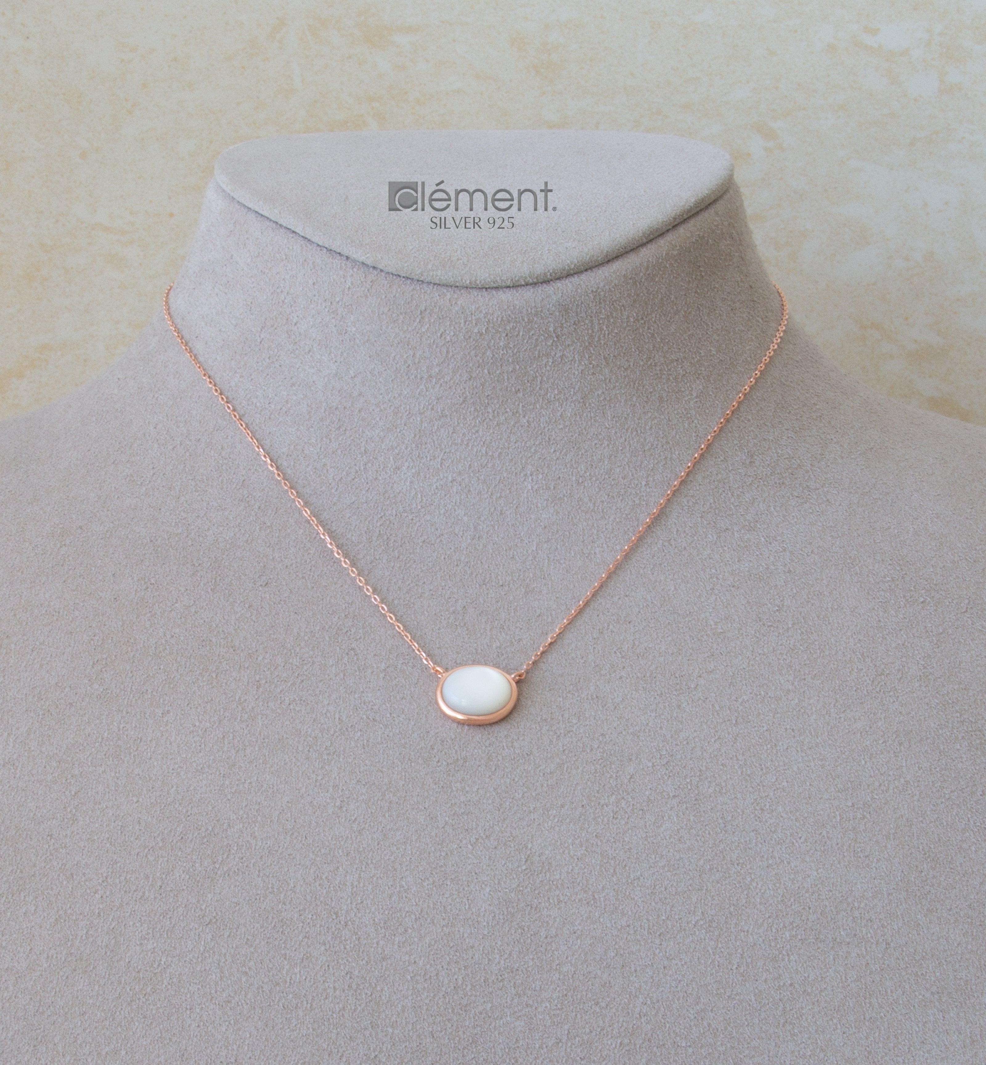 Silver 925 Rose Gold Plated Mother of Pearl Necklace