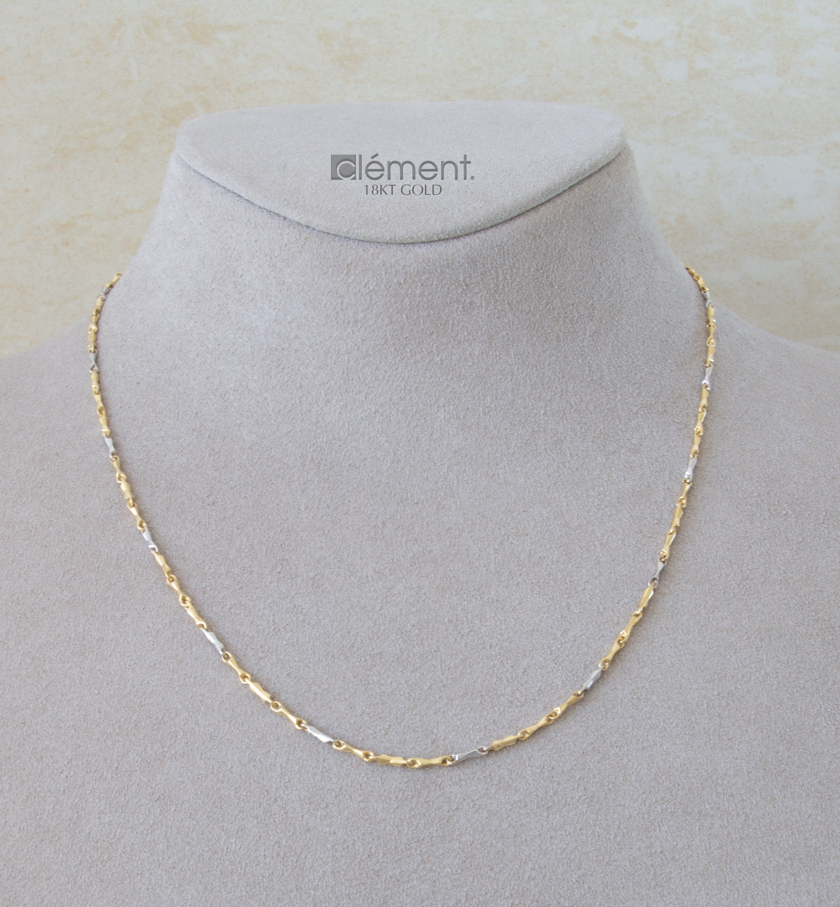 Stainless Steel Two Tone Square Foxtail Chain Necklace