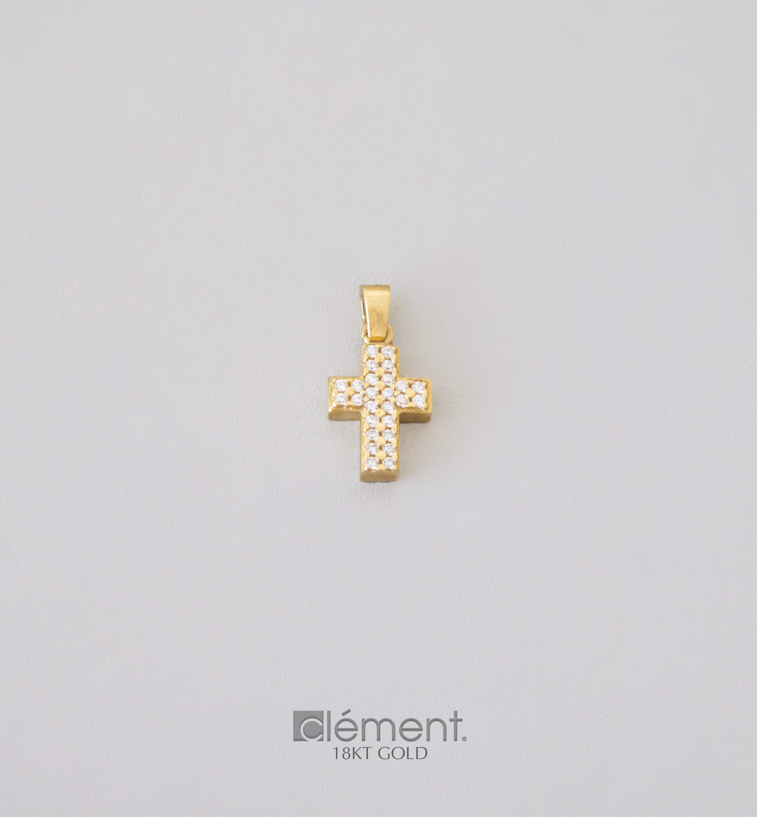 18ct Gold Cross with Cubic Zircon Stones