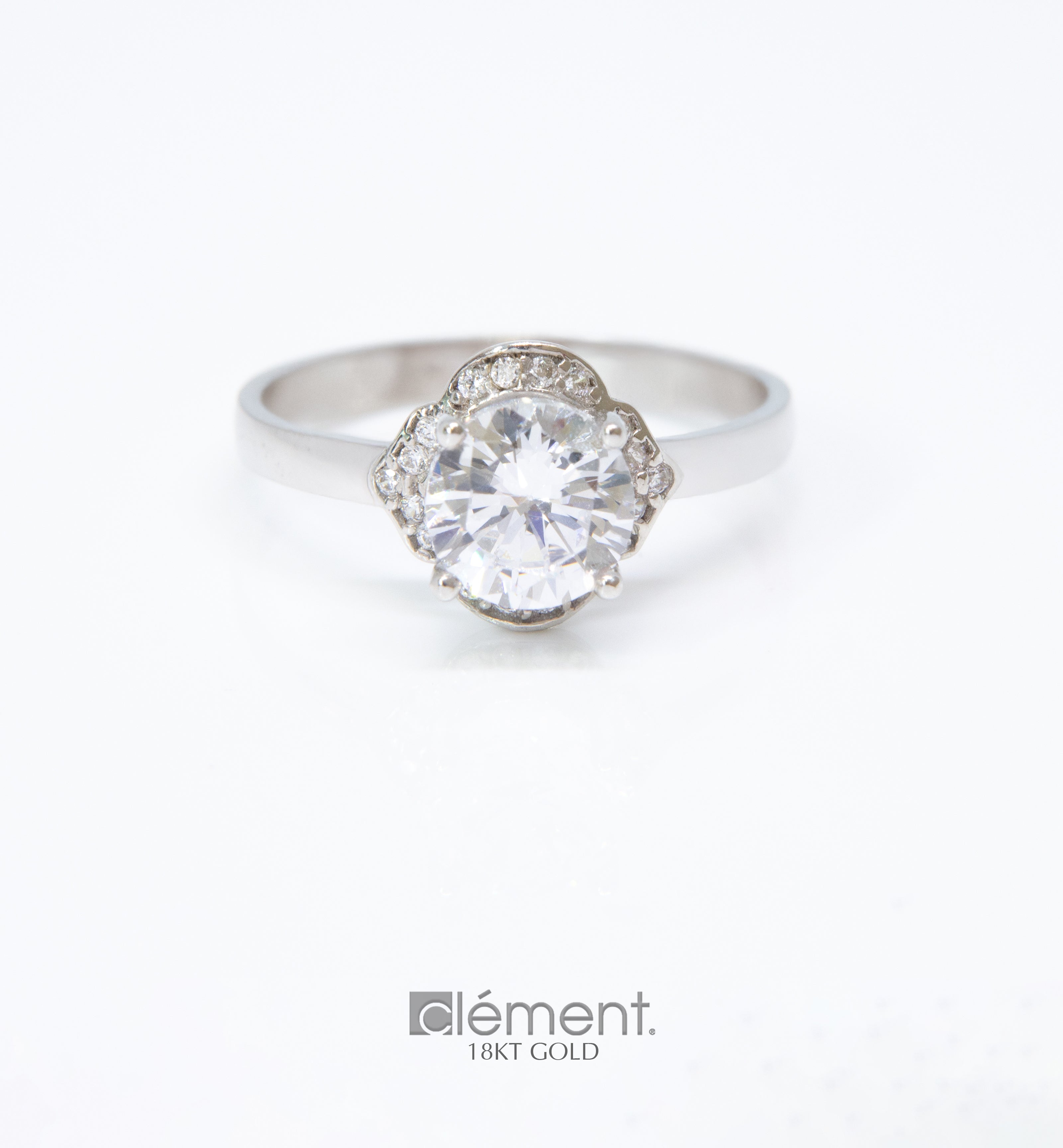 18ct White Gold Solitaire Ring with CZ Stones