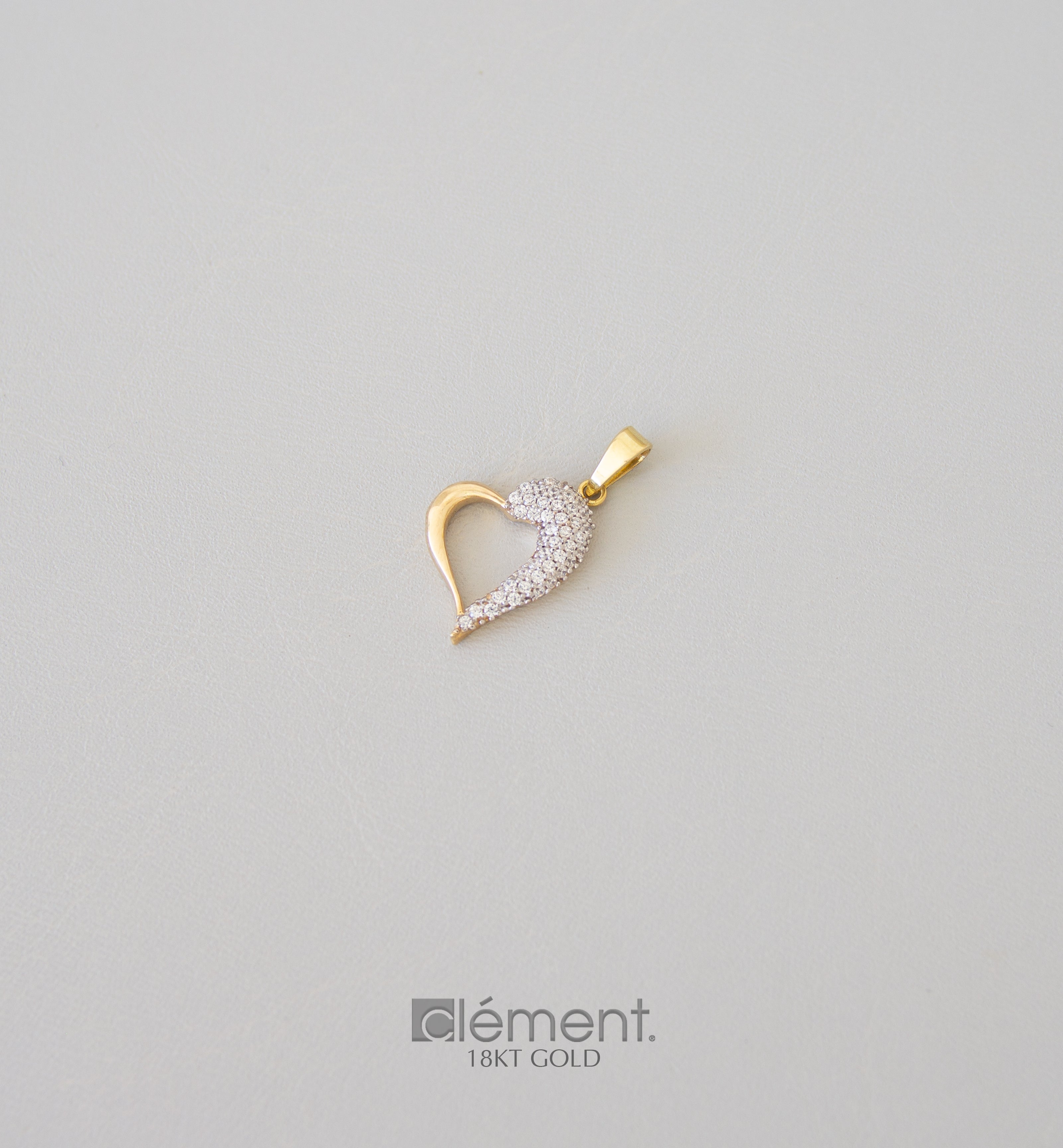 18ct Yellow Gold Heart Pendant with CZ Stones