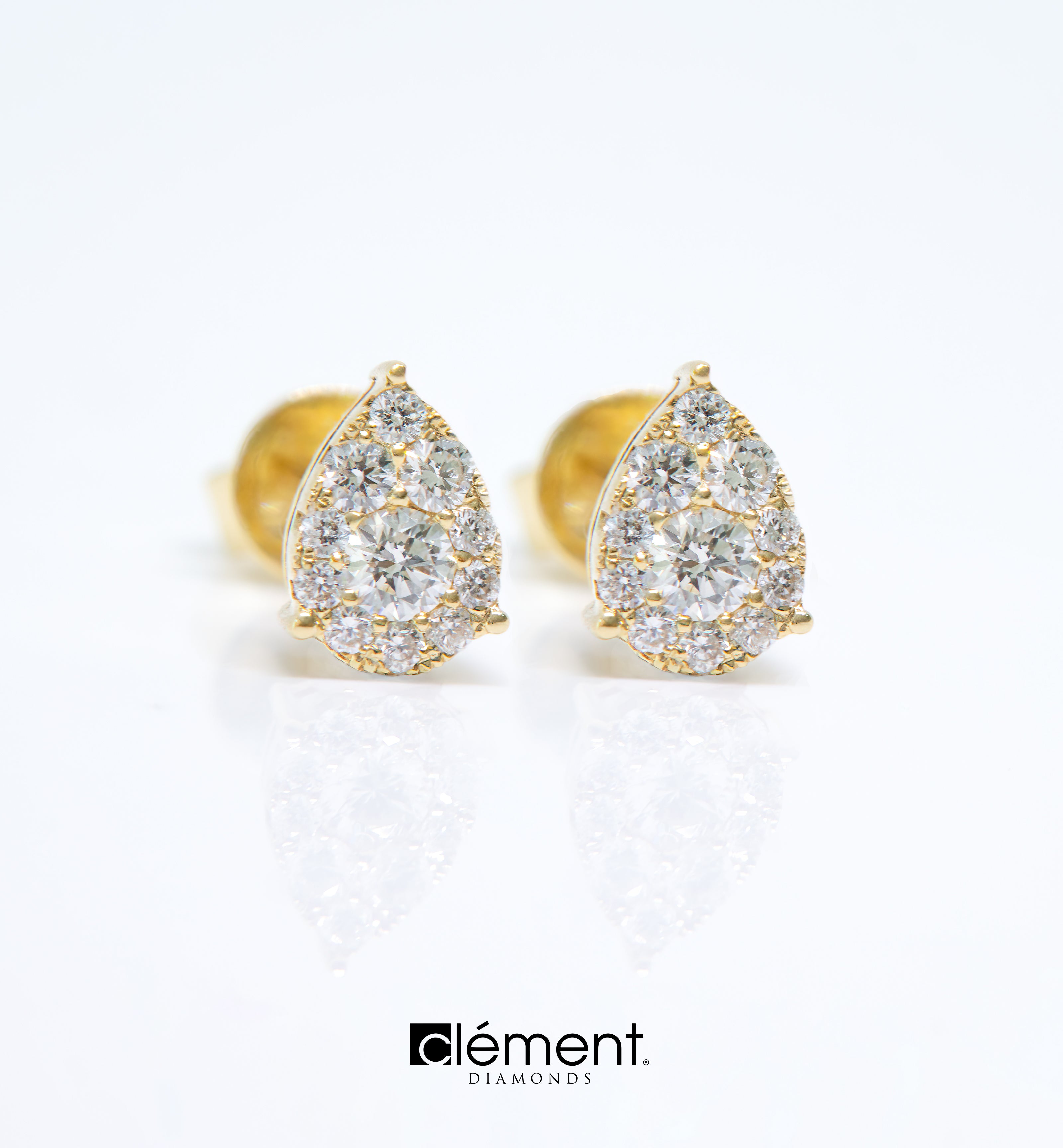 18ct Yellow Gold Cluster of Diamond Drop Earrings