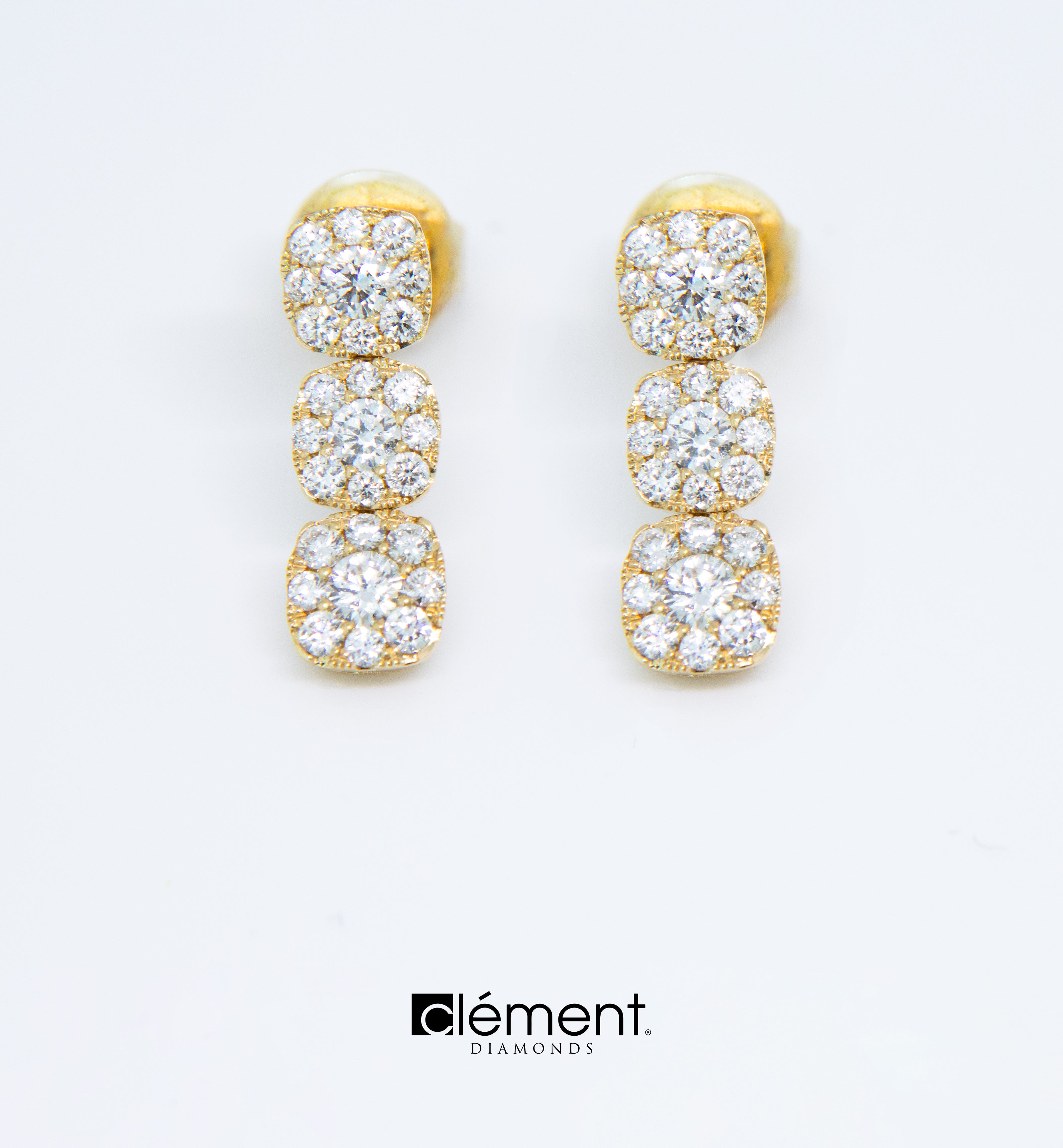 18ct Yellow Cluster of Diamond Earrings