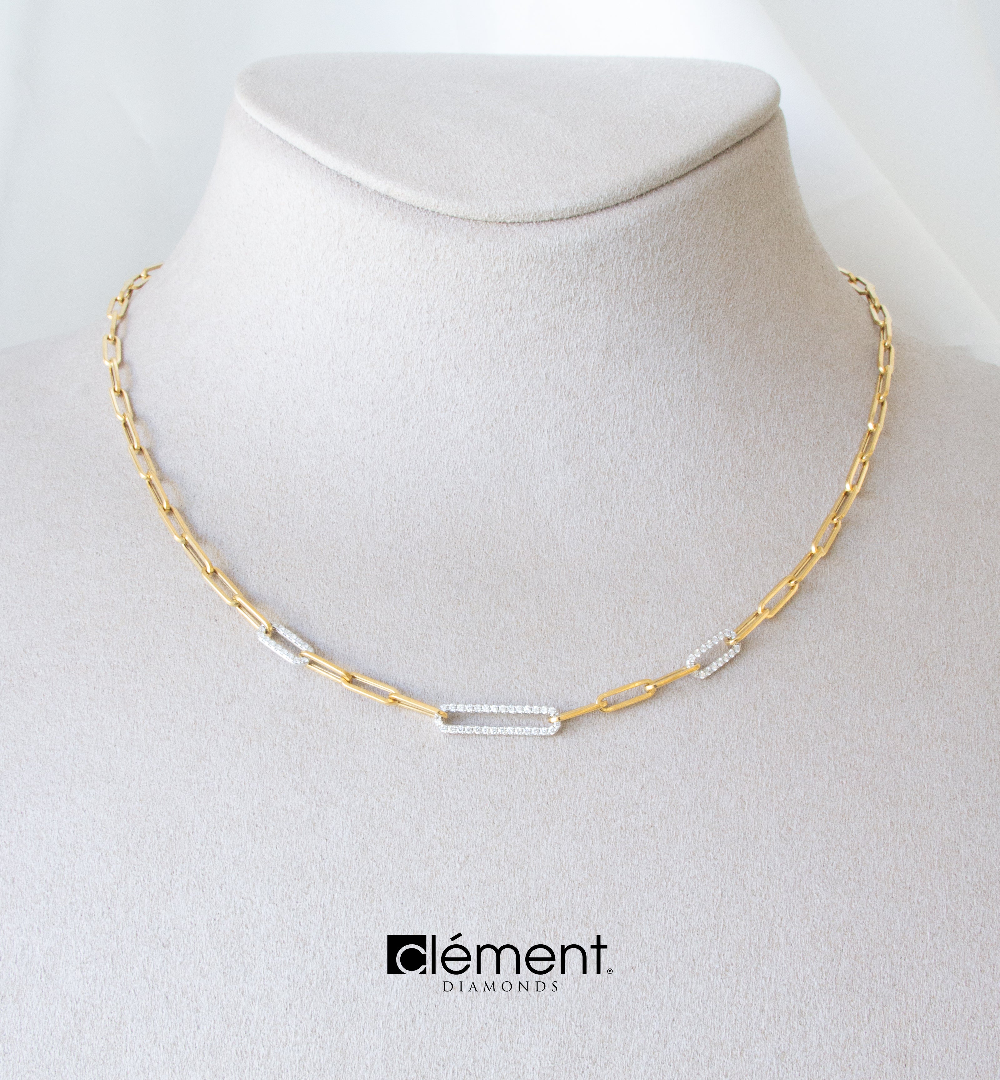 18ct Gold Two-Tone Link Necklace with Natural Diamonds