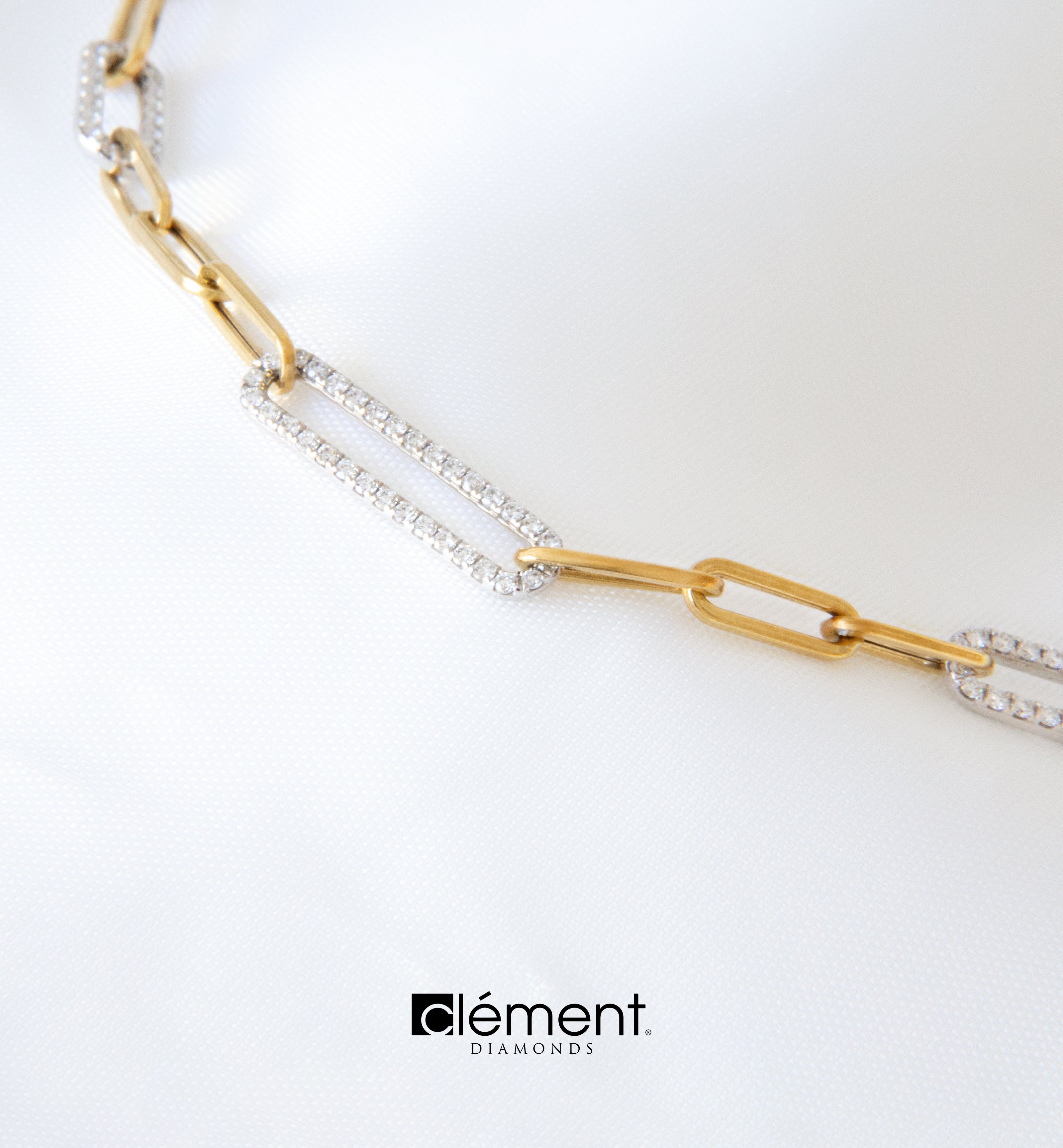 18ct Gold Two-Tone Link Necklace with Natural Diamonds