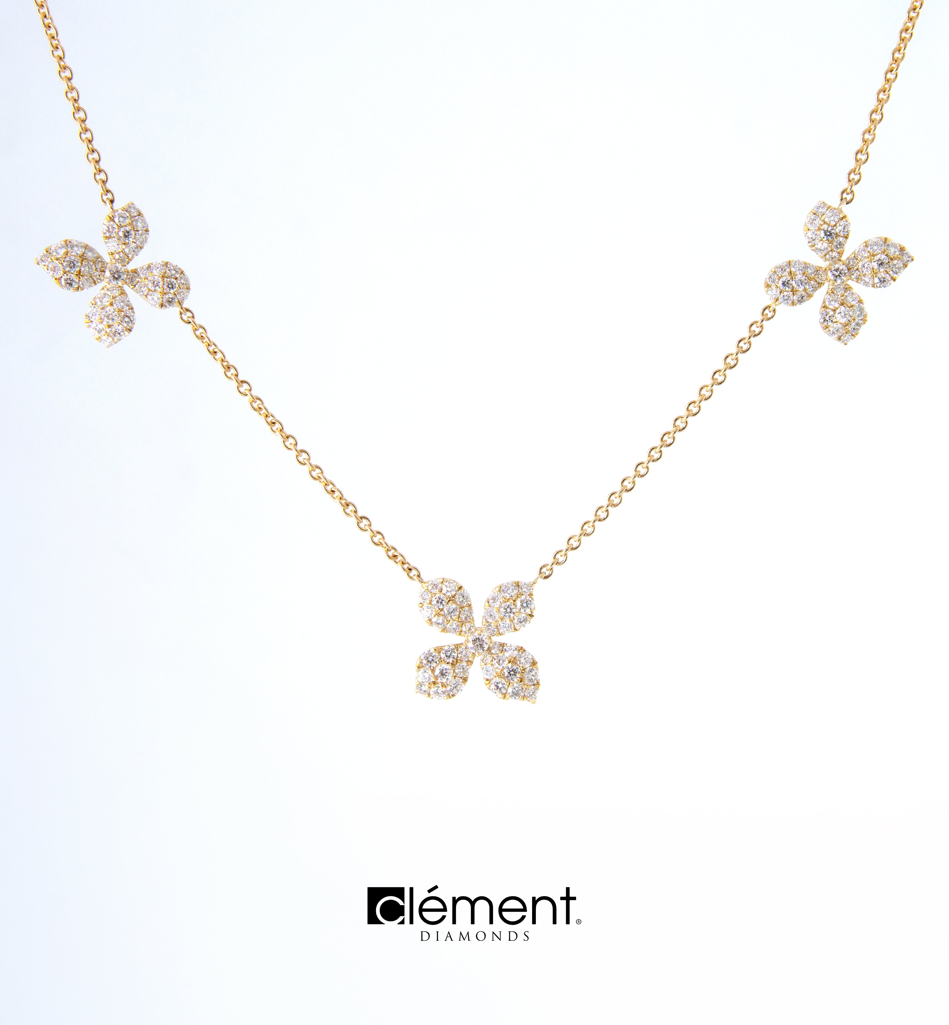 18ct Yellow Gold Diamond Flower Design Pendant