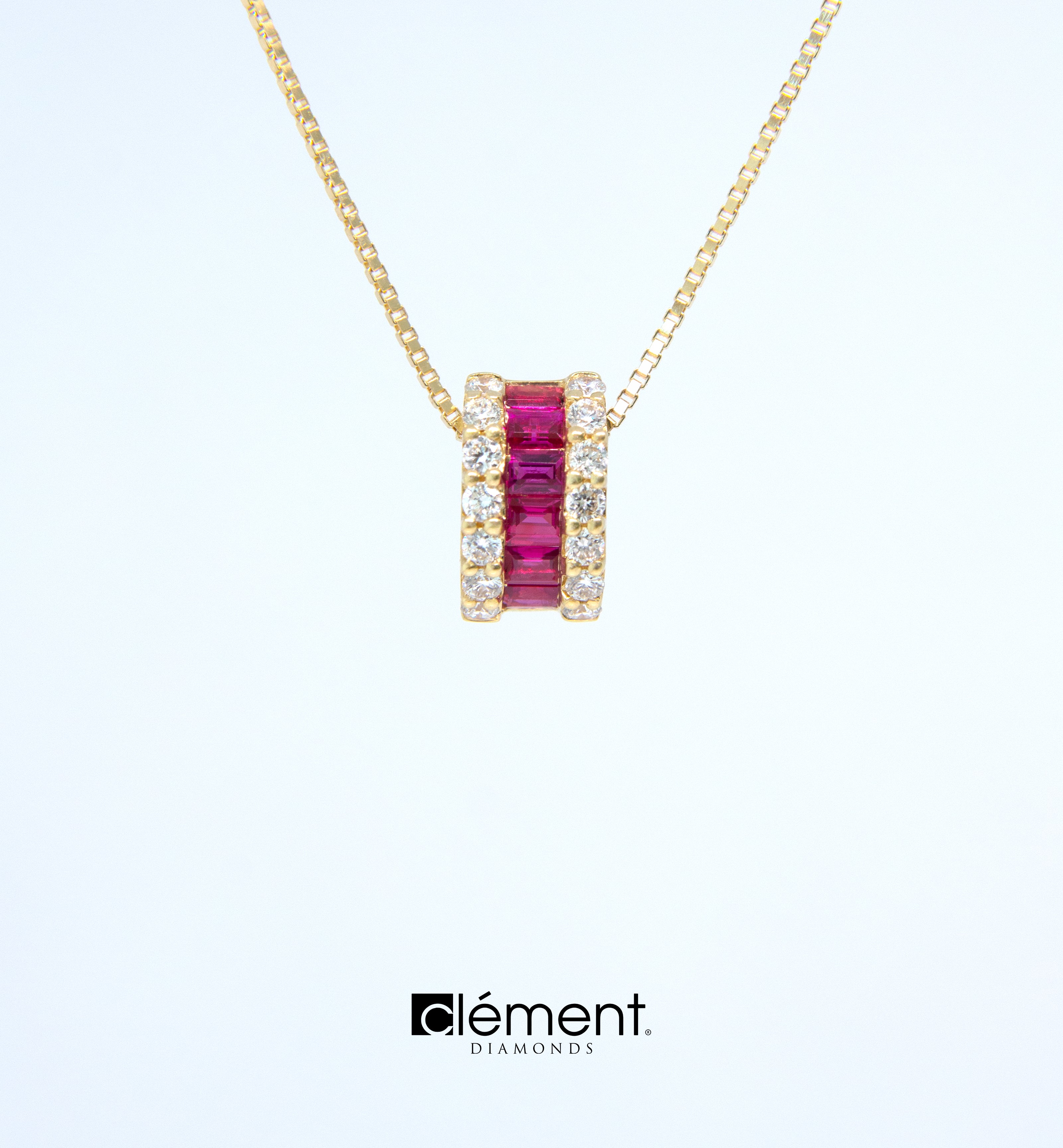 18ct Yellow Gold Diamond and Ruby Pendant