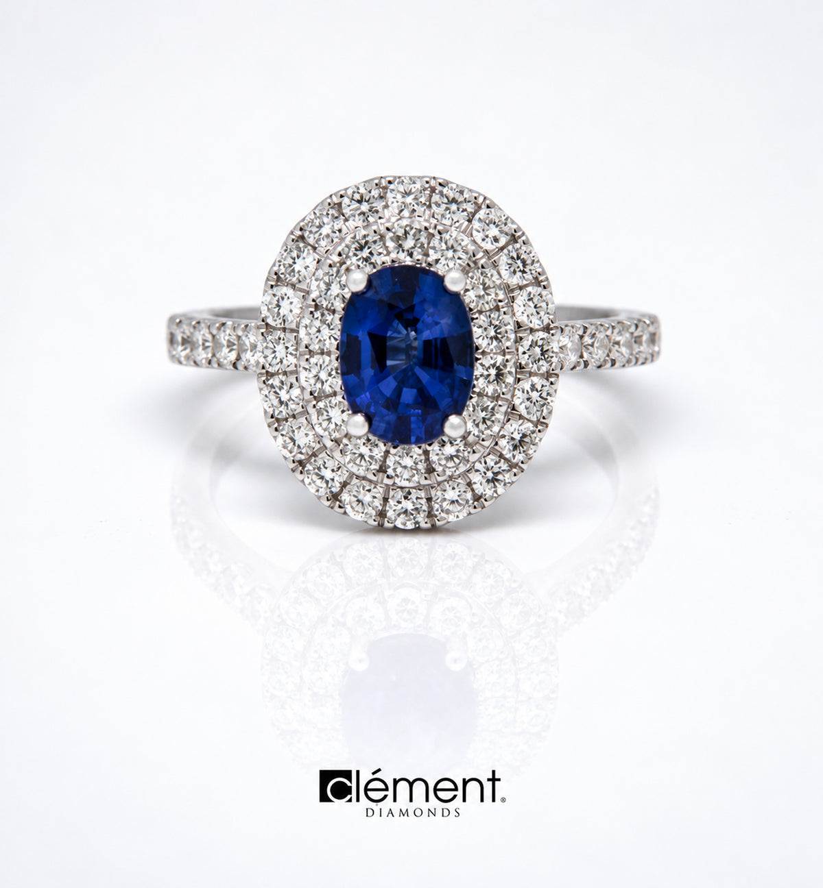 18ct White Gold Diamond and Blue Sapphire Ring