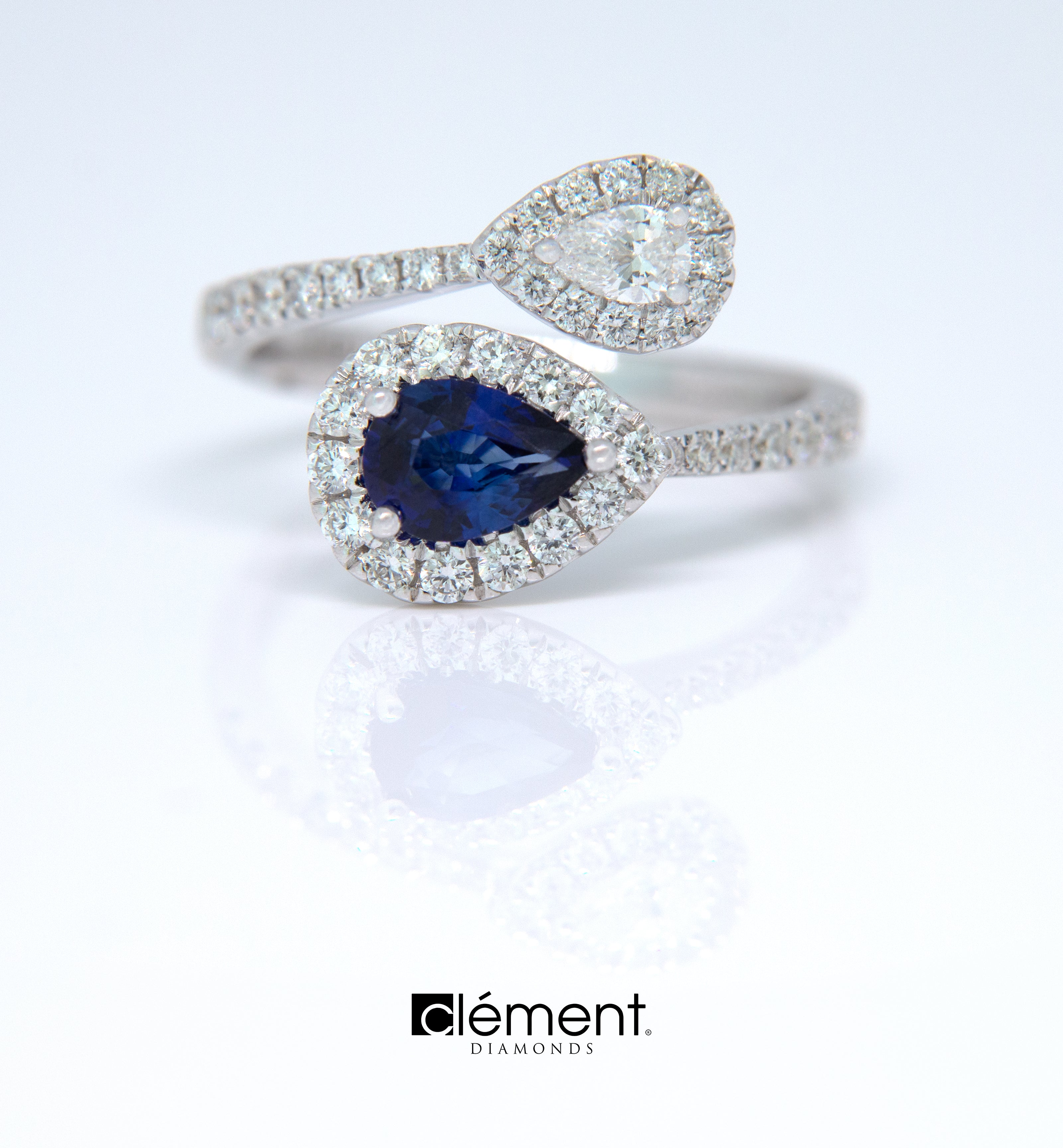 18ct White Gold Blue Sapphire and Diamond Ring