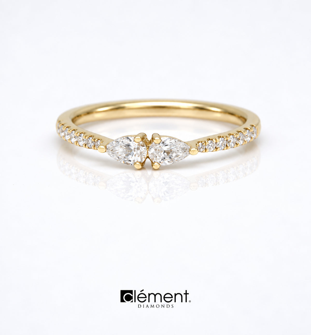 18ct Yellow Gold Natural Diamond Half Round Ring