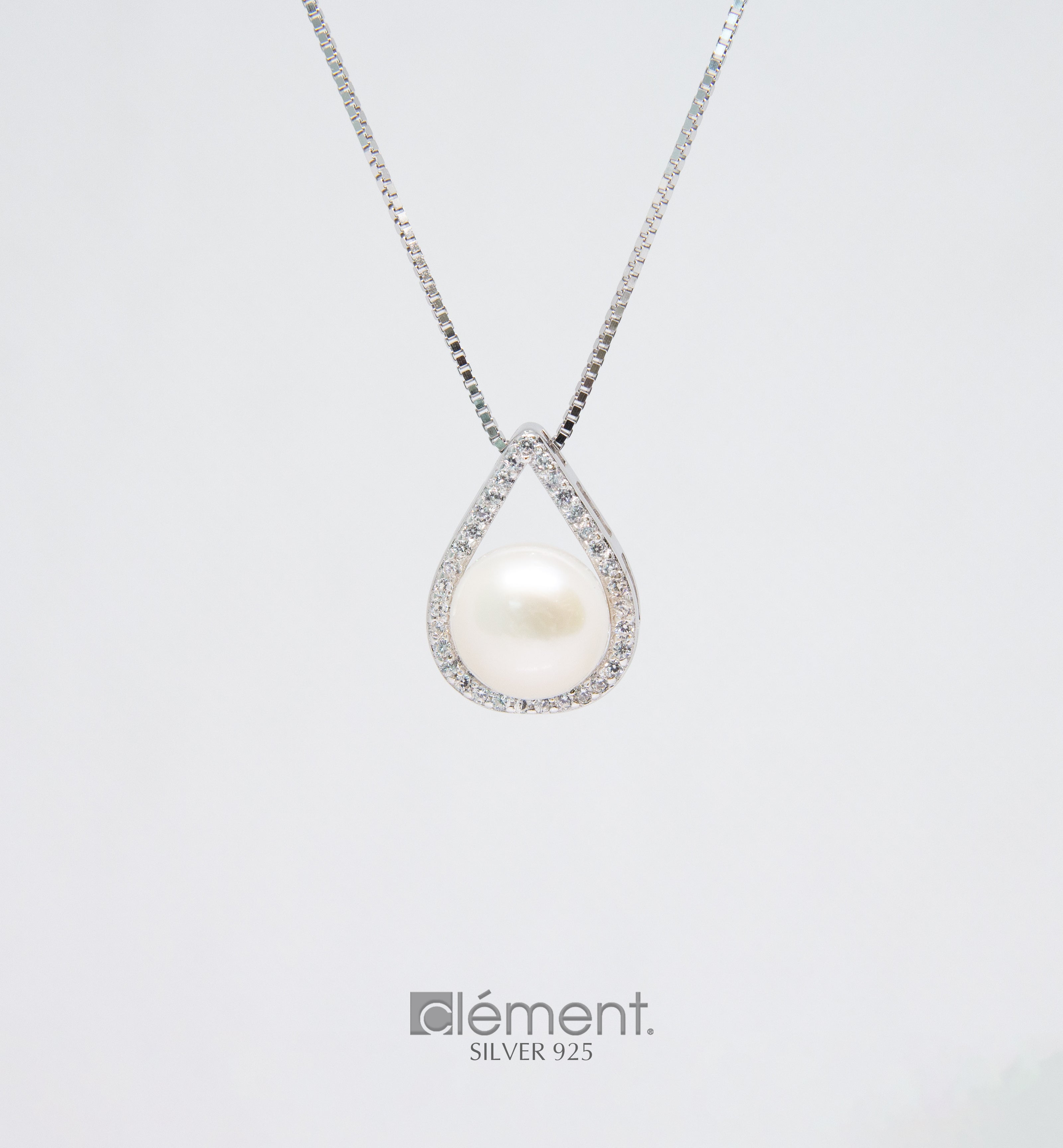 Silver 925 Necklace with Pearl and CZ Stones