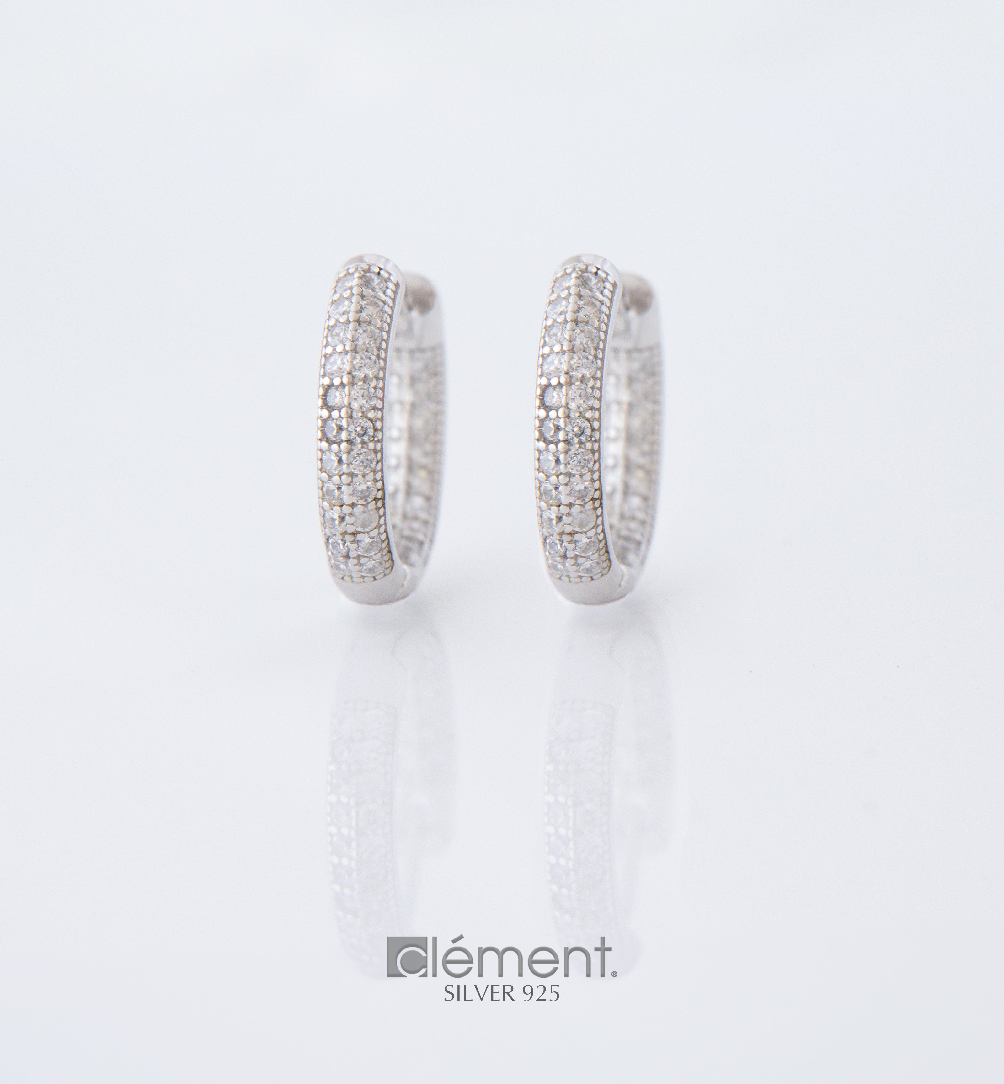 Silver 925 Hoop Earring with CZ Stones