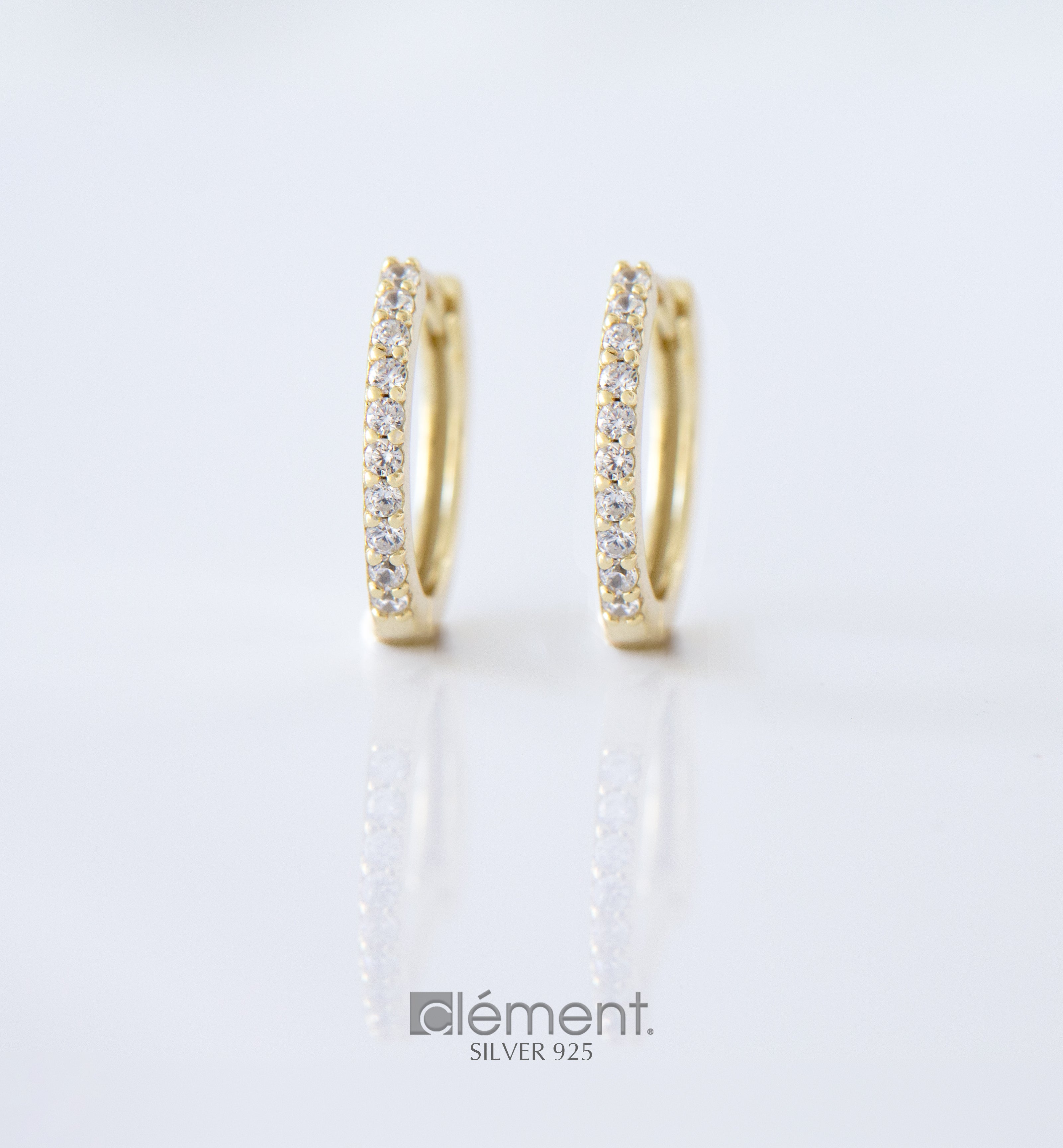 Silver 925 Hoop Earrings with Cubic Zirconia Stones