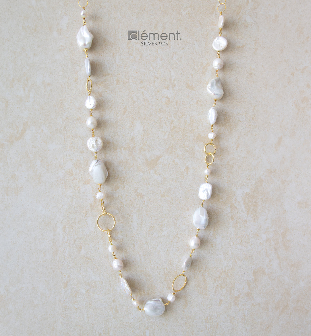 Silver 925 Long Baroque Pearl Necklace