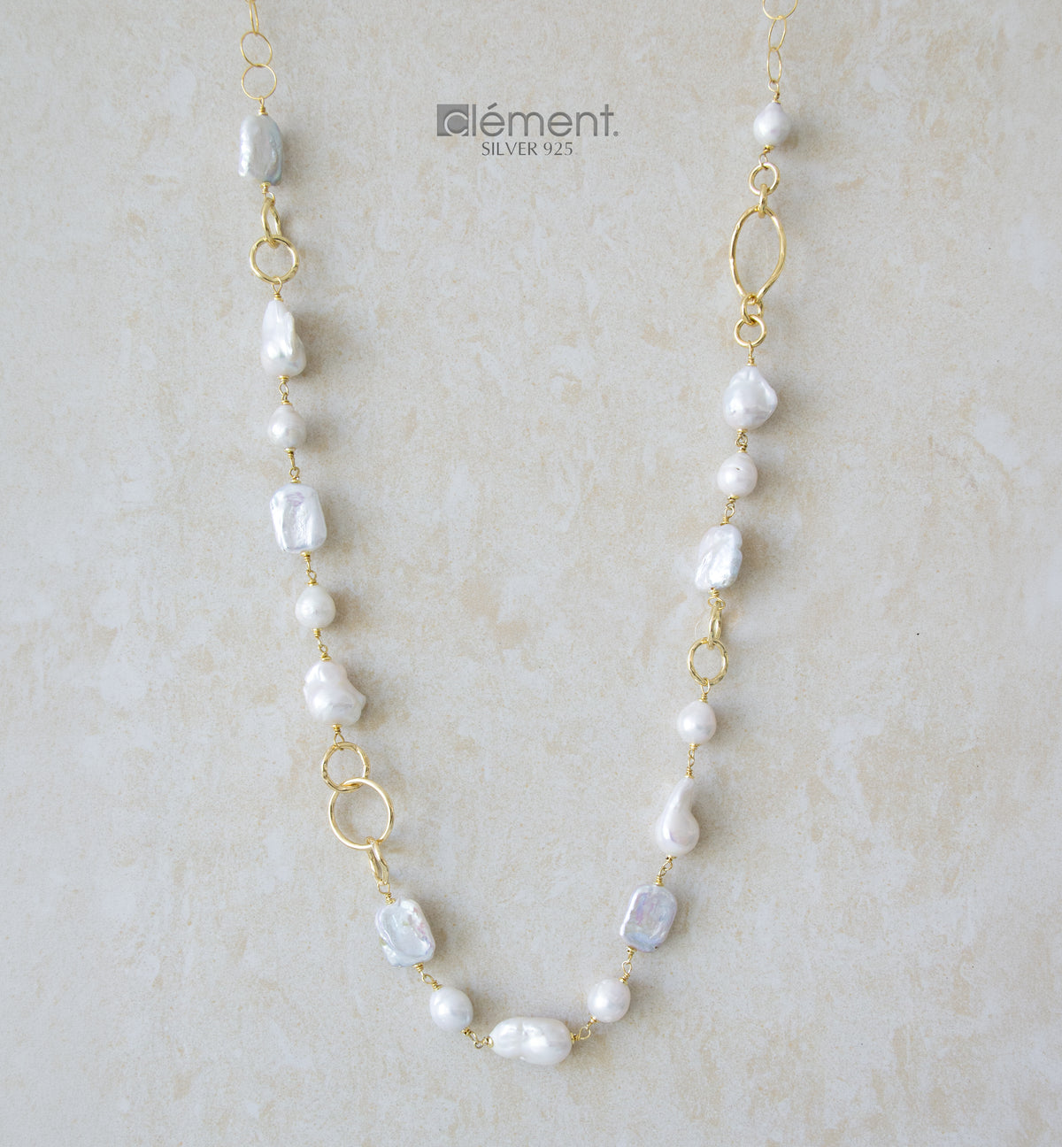 Silver 925 Long Baroque Pearl Necklace