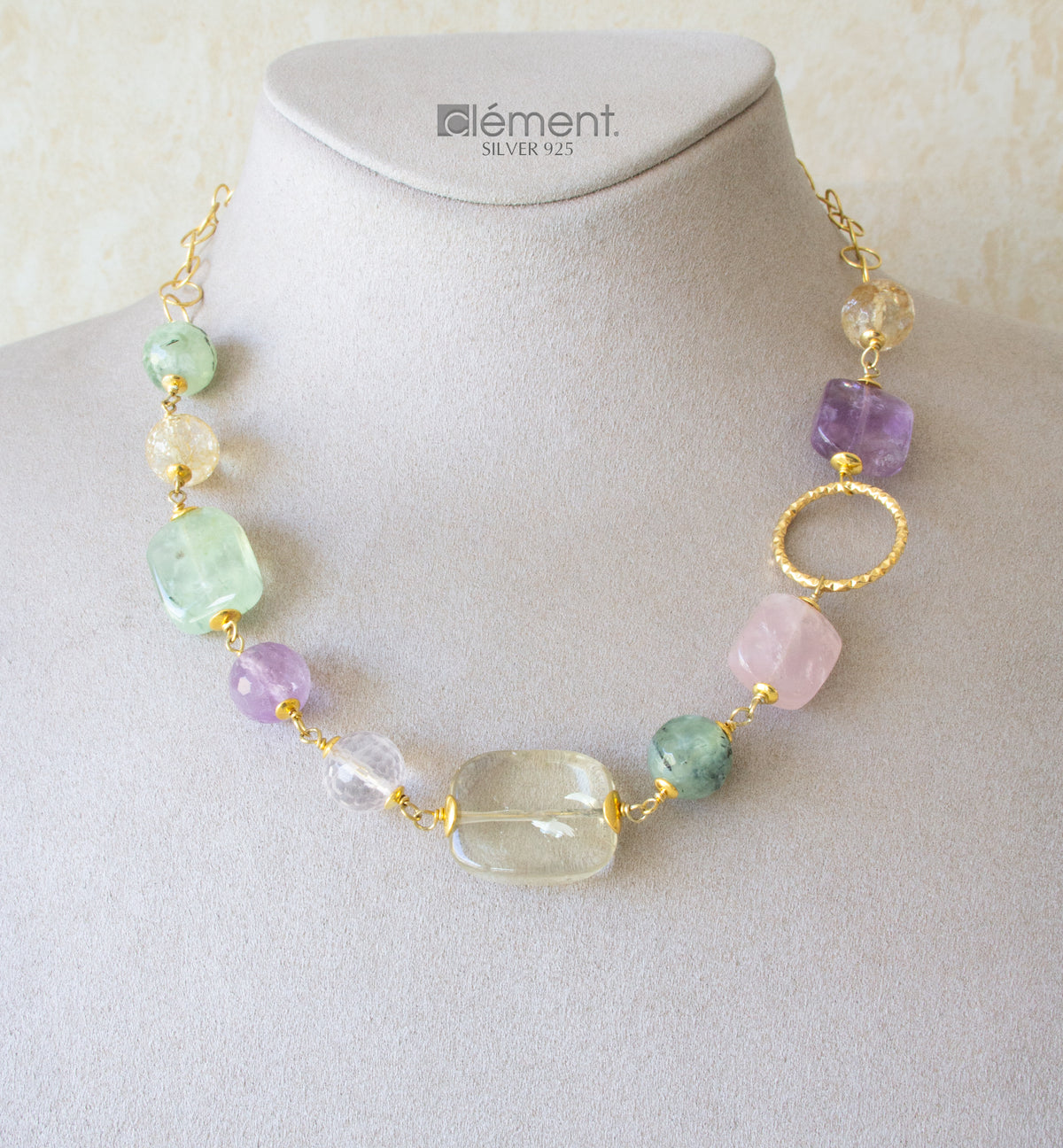 Silver 925 Necklace with Semi-Precious Stones