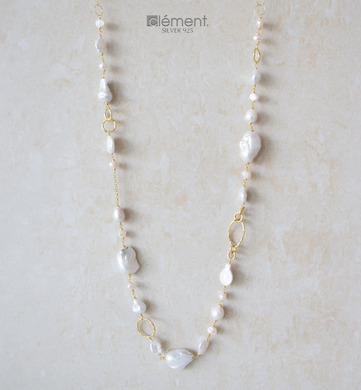 Silver 925 Long Baroque Pearl Necklace