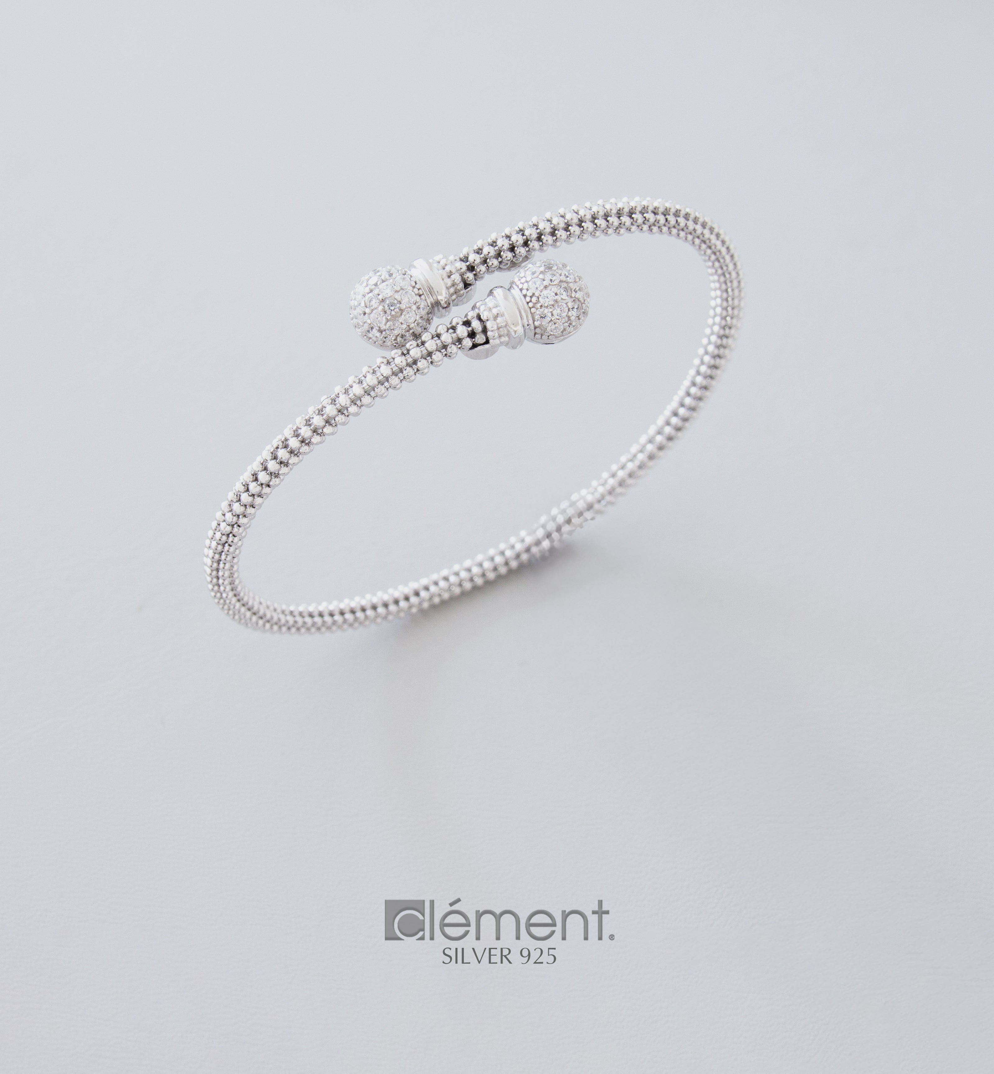 Silver 925 Bangle with CZ Stones