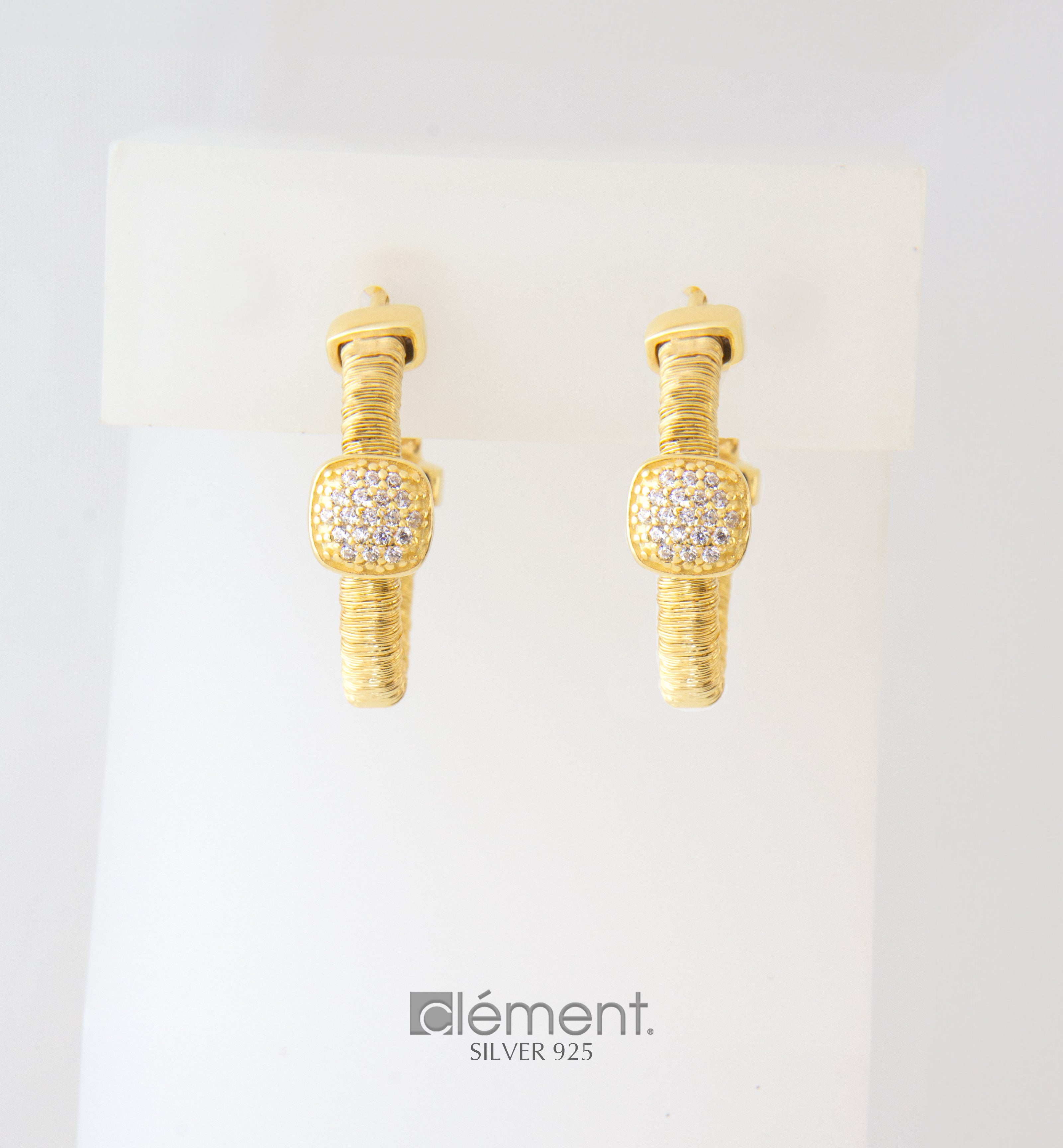 Silver 925 Hoop Earrings with CZ Stones