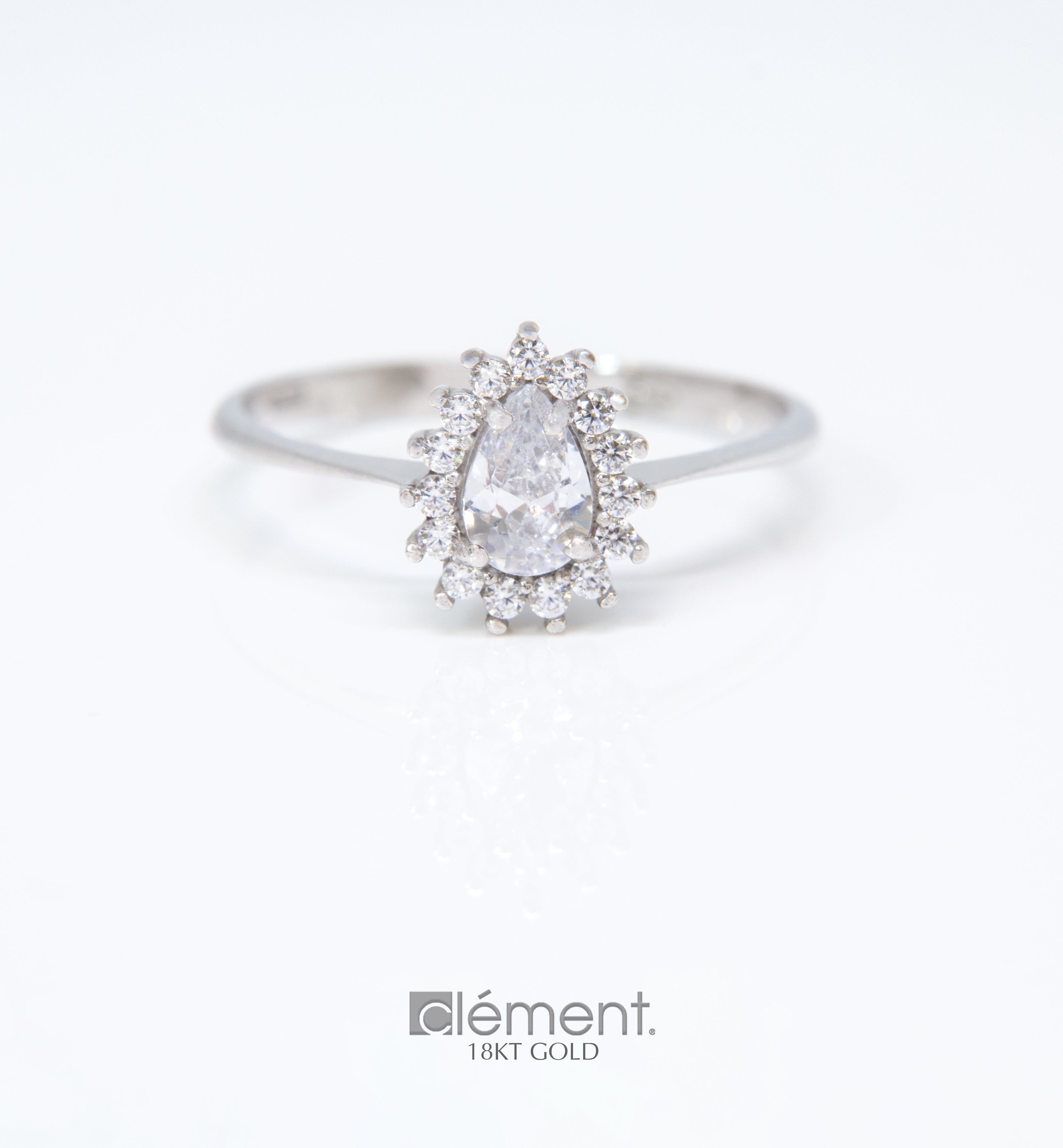 18ct Gold Drop Ring with CZ Stones