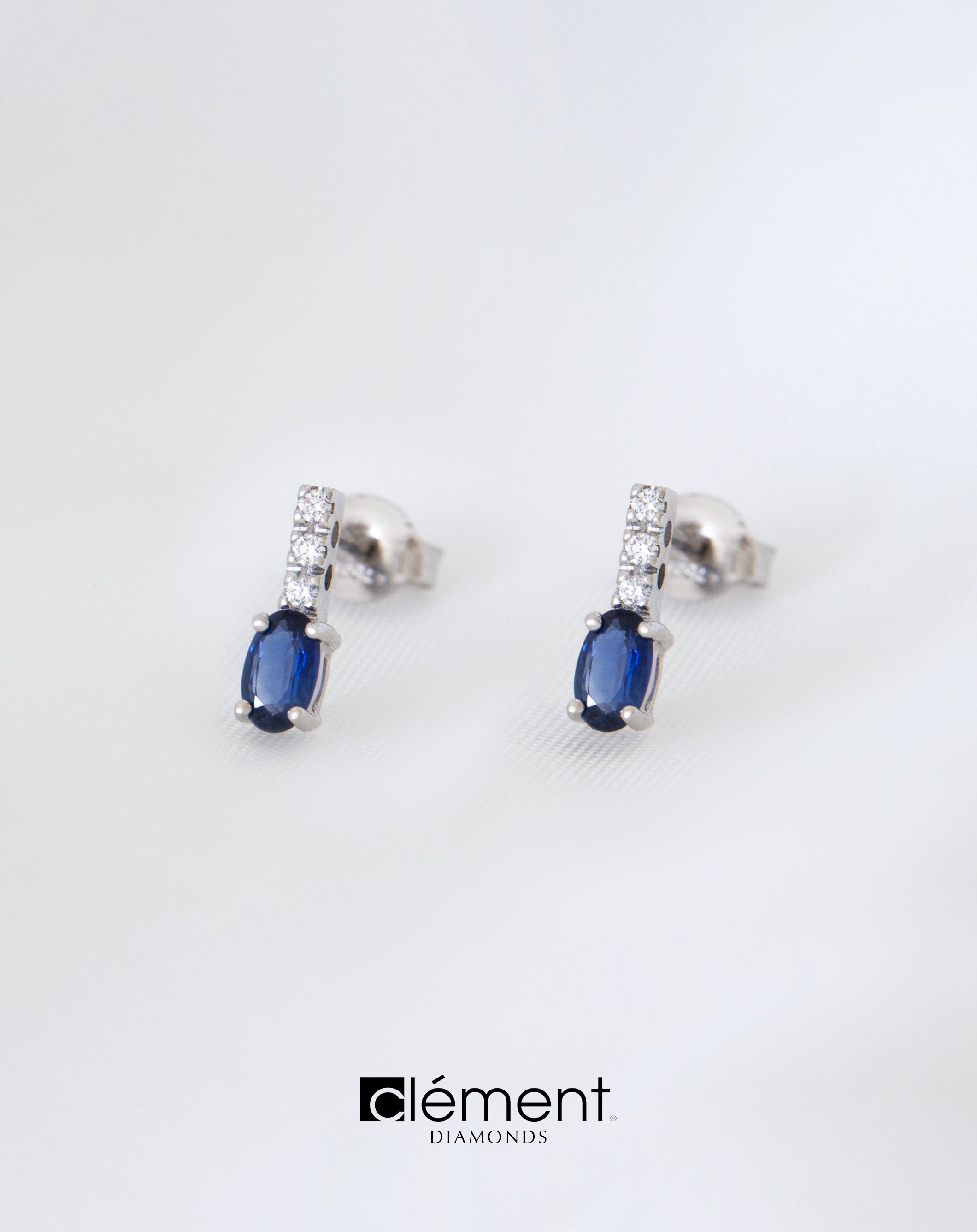 18ct White Gold Diamond and Blue Sapphire Earrings