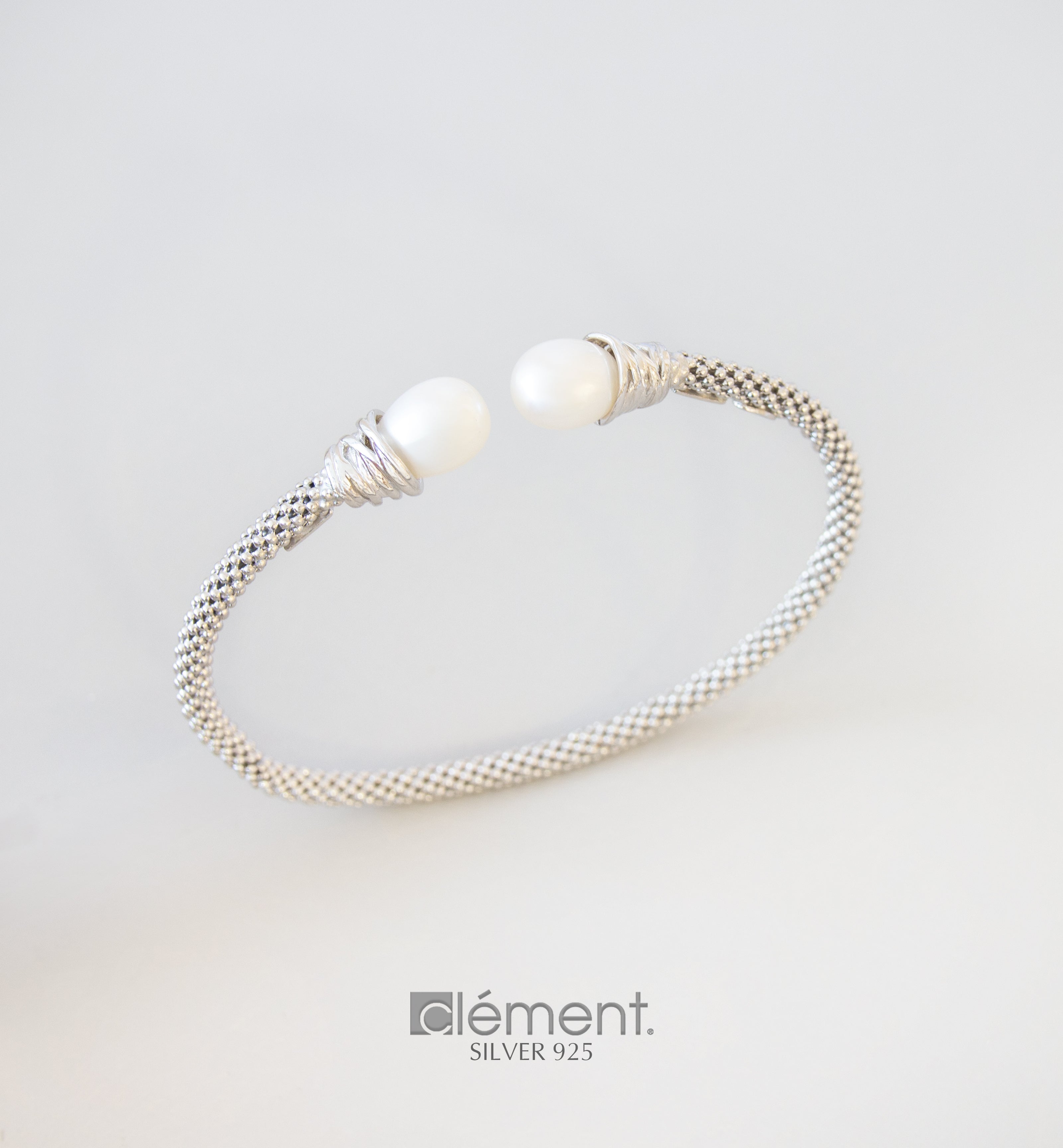 Silver 925 Design Bangle with Pearls
