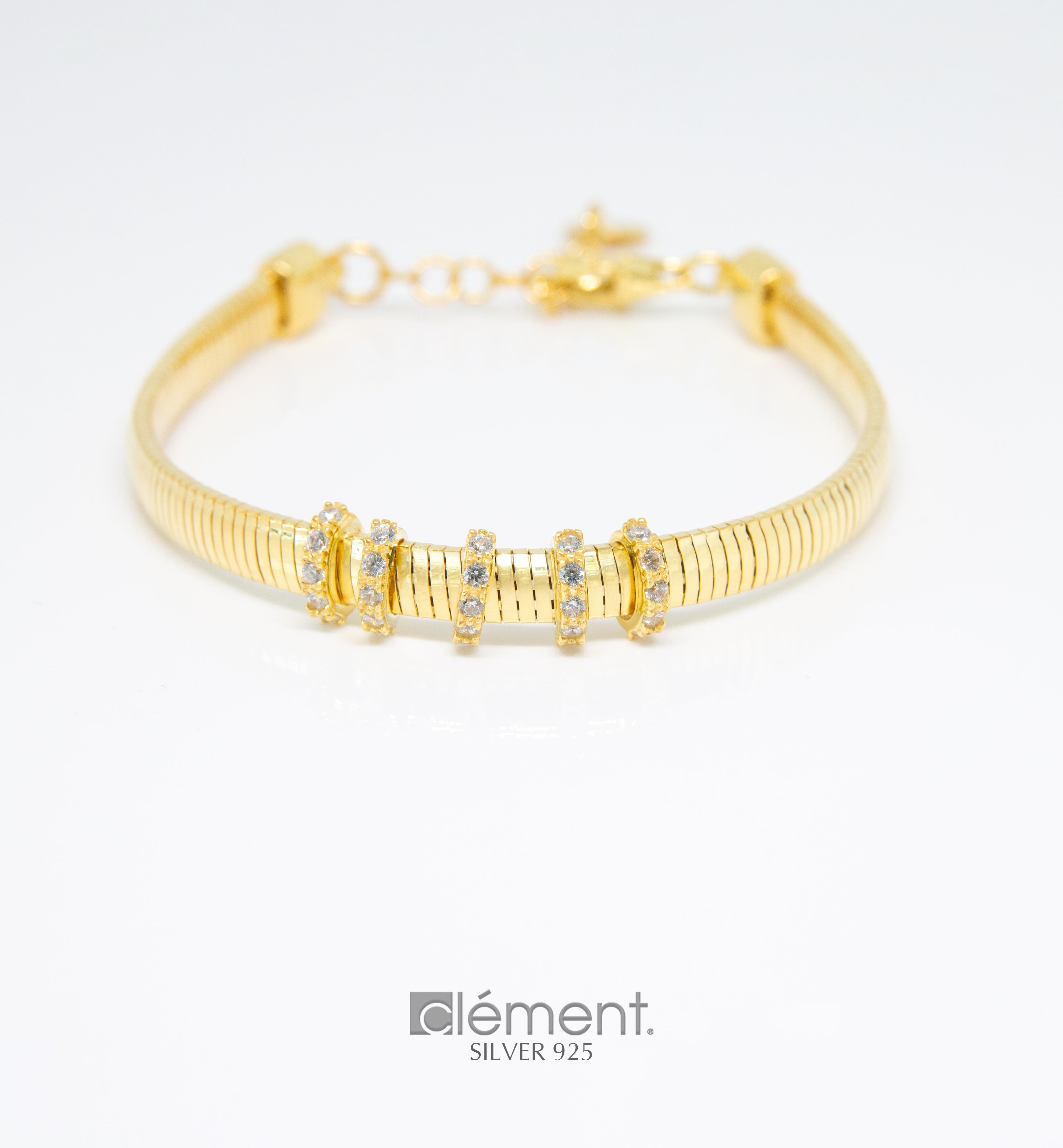 Silver 925 Designed Bracelet with Cubic Zirconia Stones