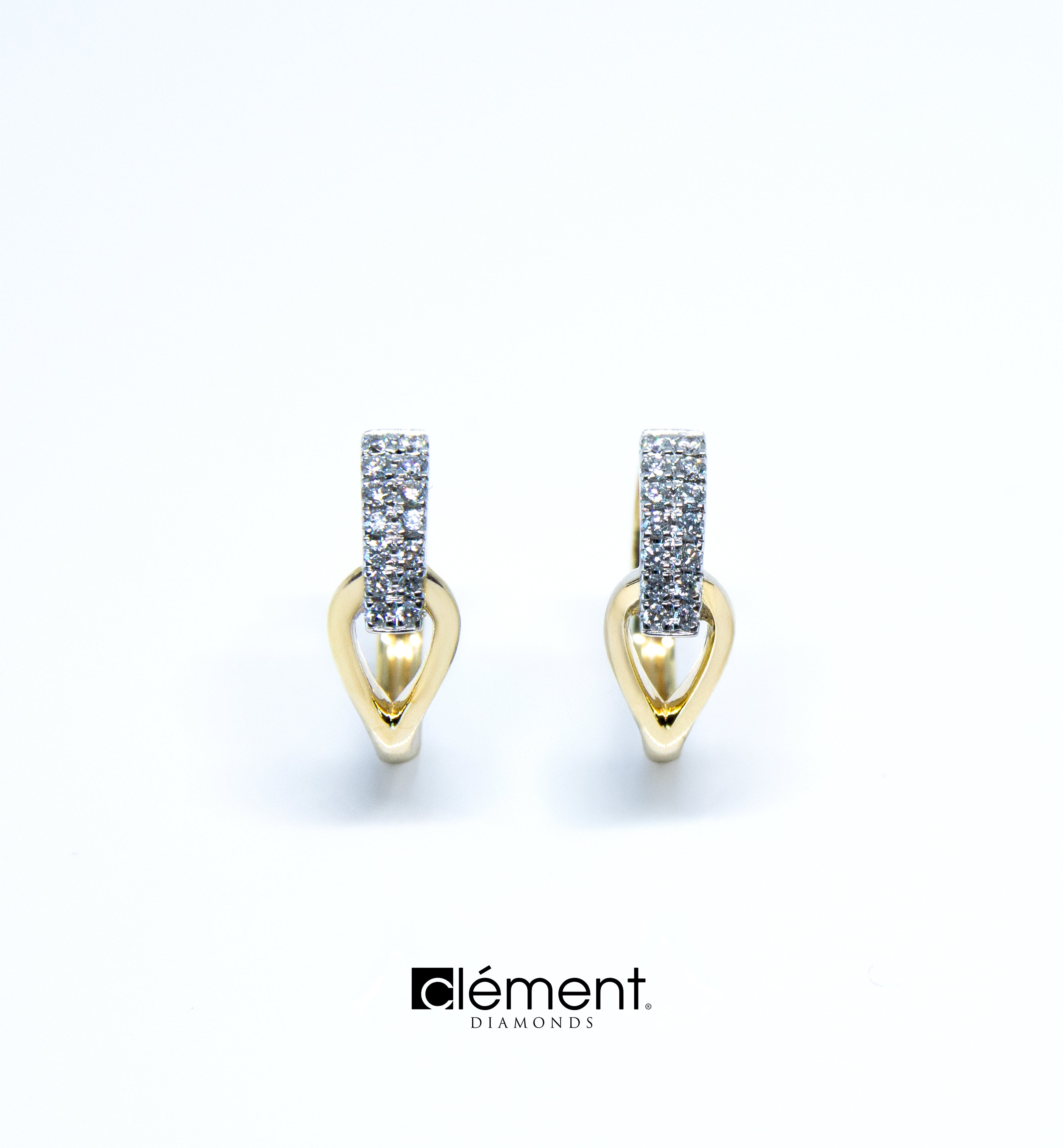 18ct Gold Two-Tone Diamond Design Hoop Earrings