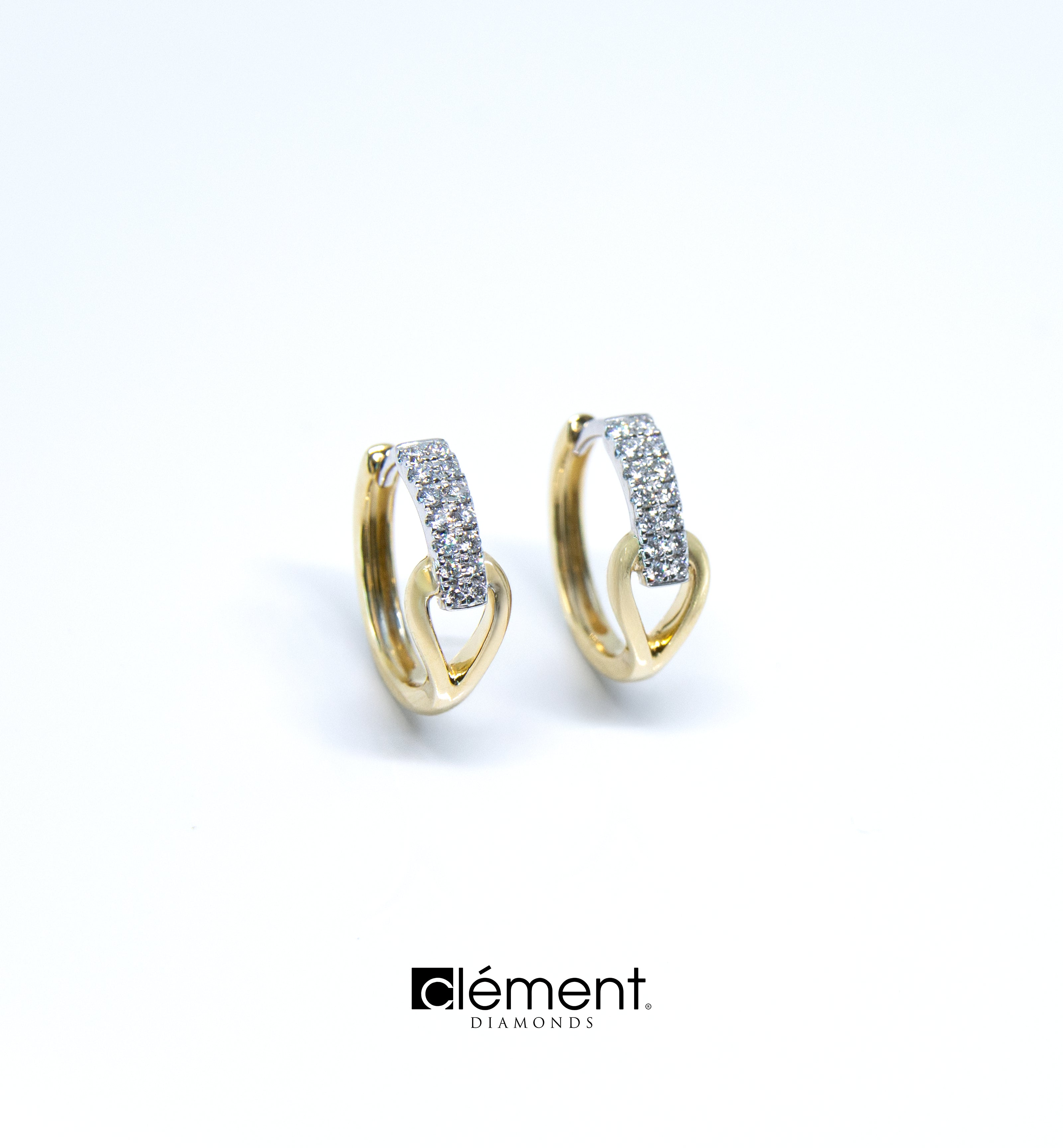 18ct Gold Two-Tone Diamond Design Hoop Earrings